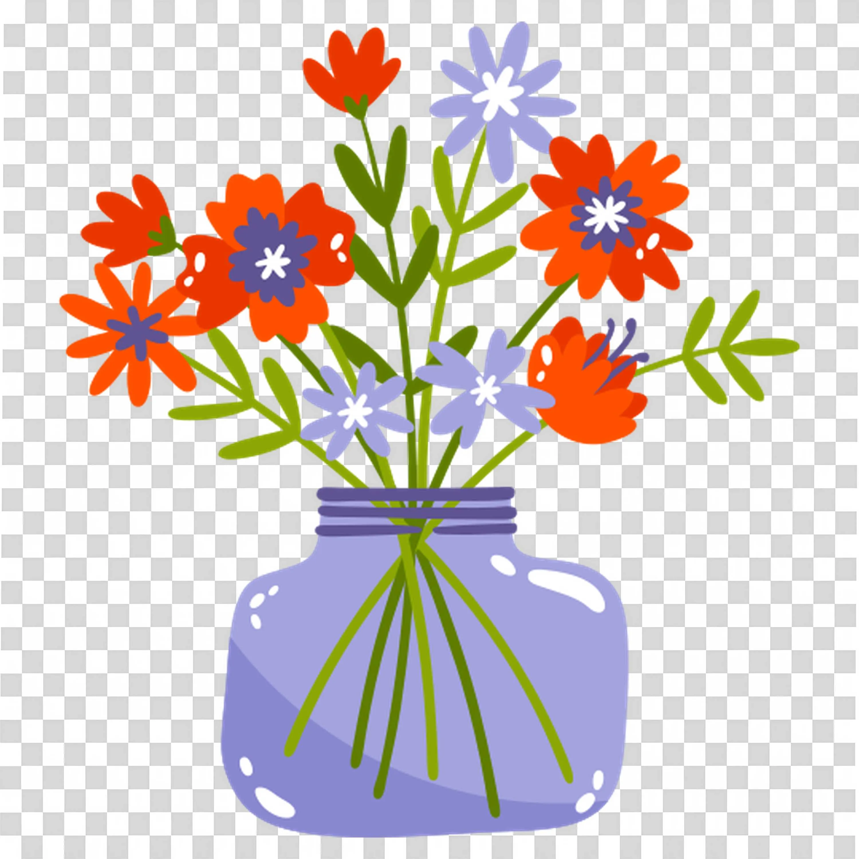 Orange and White Flowers in a Transparent Vase PNGImage