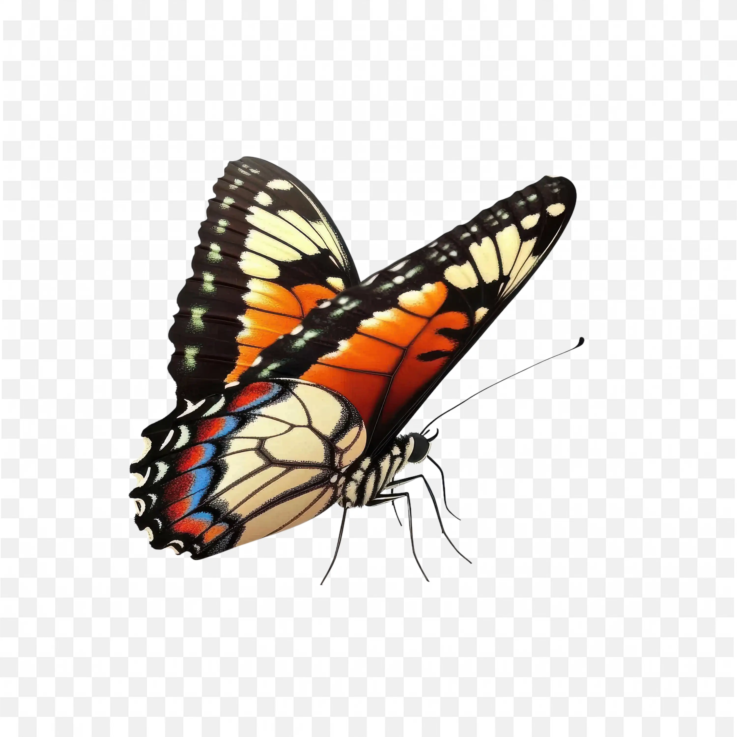Orange and Black Butterfly Side View Nature PNG Clip
