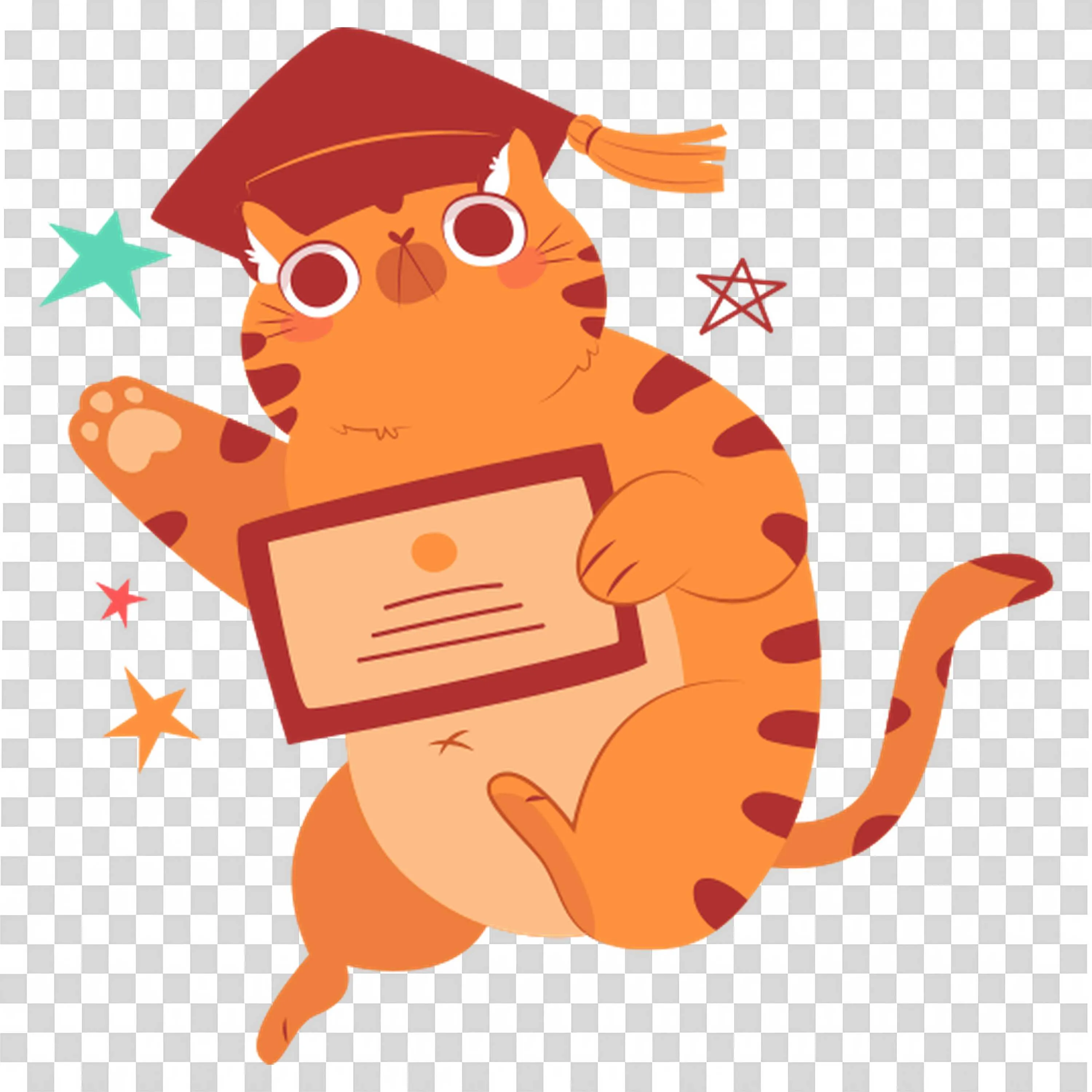 Orange Cat Wearing Graduation Hat Holding Scroll with Joy