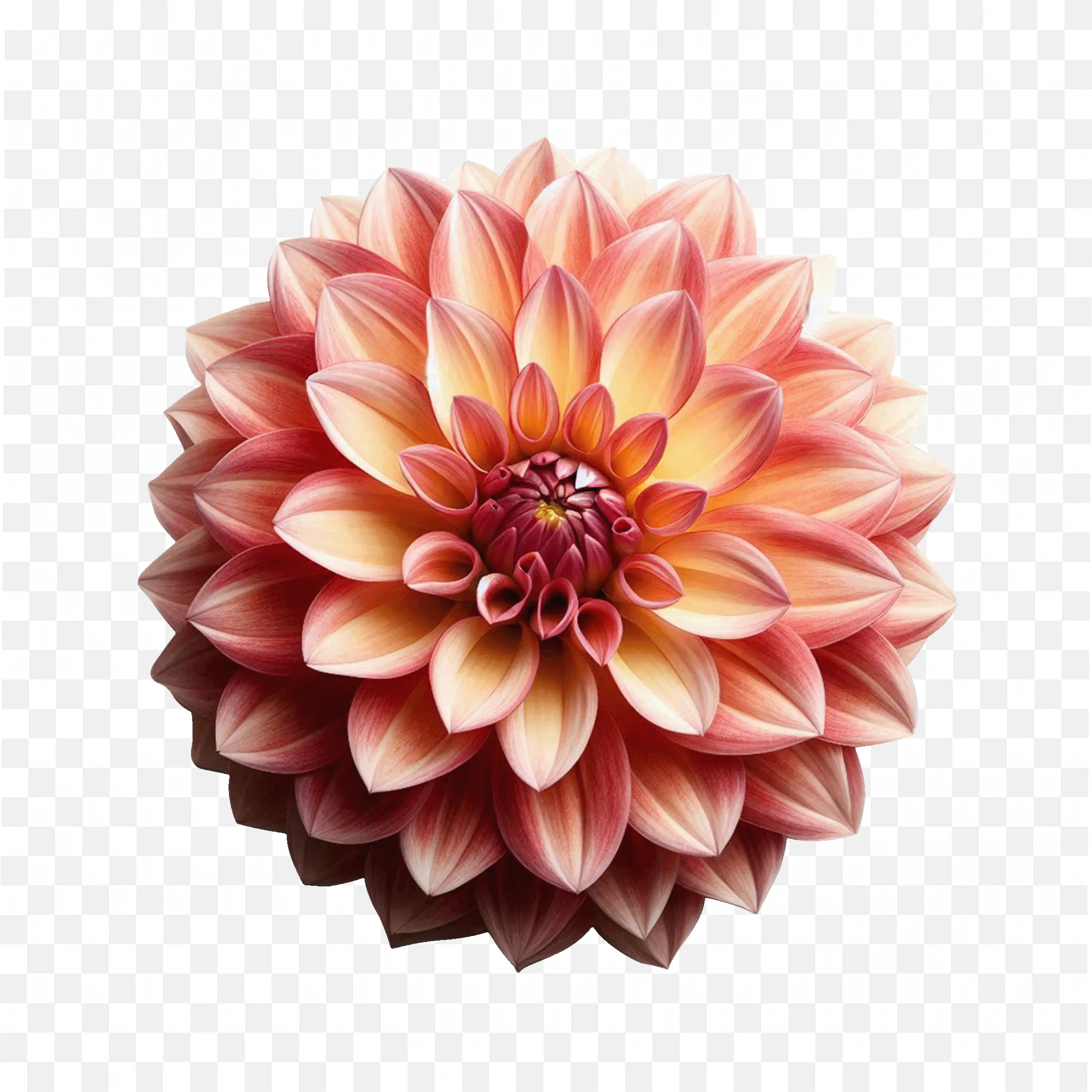 Orange Dahlia Flower PNG Detailed Botanical Nature Art