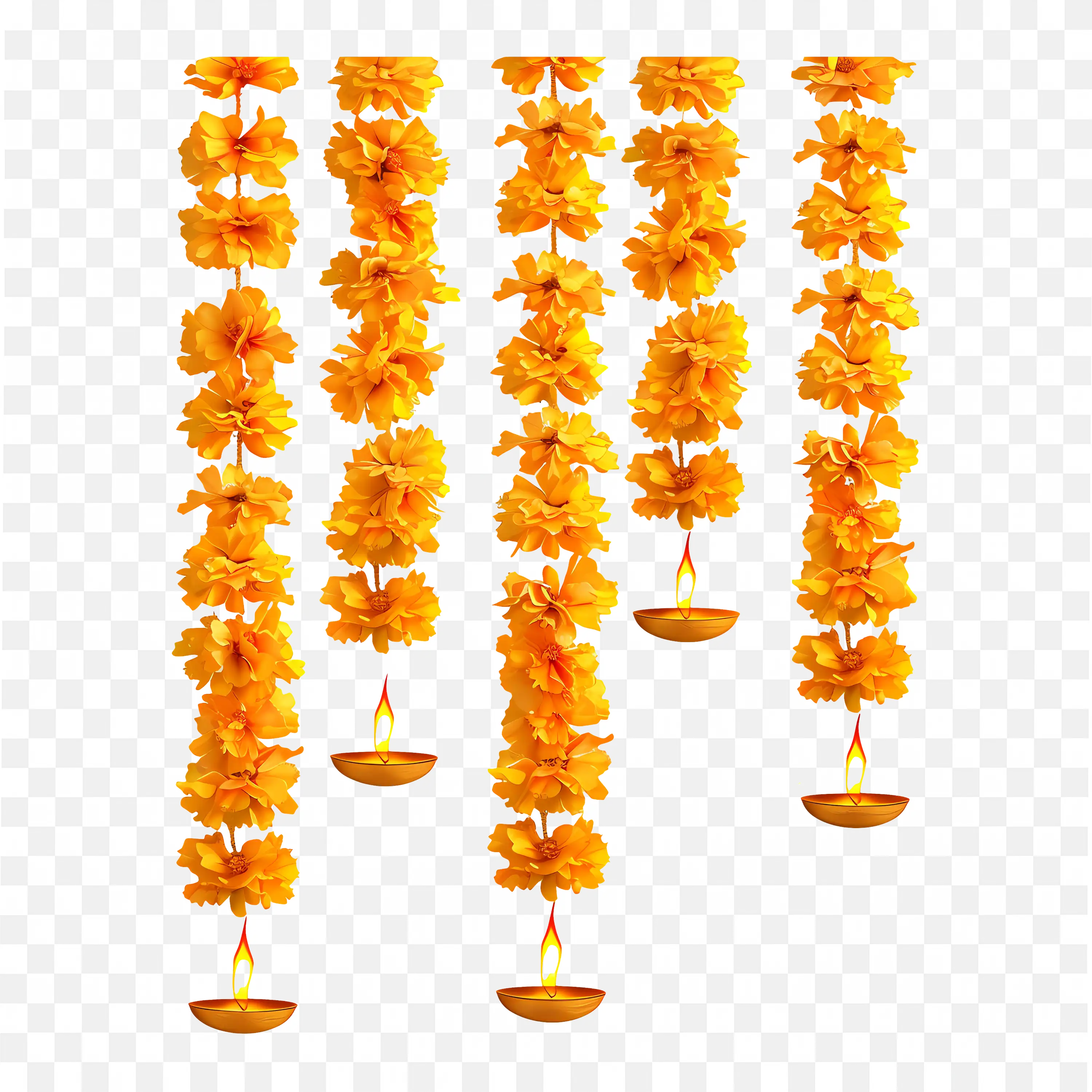 Orange Diya Lamps Clip Art Vertical Row Festival Lights