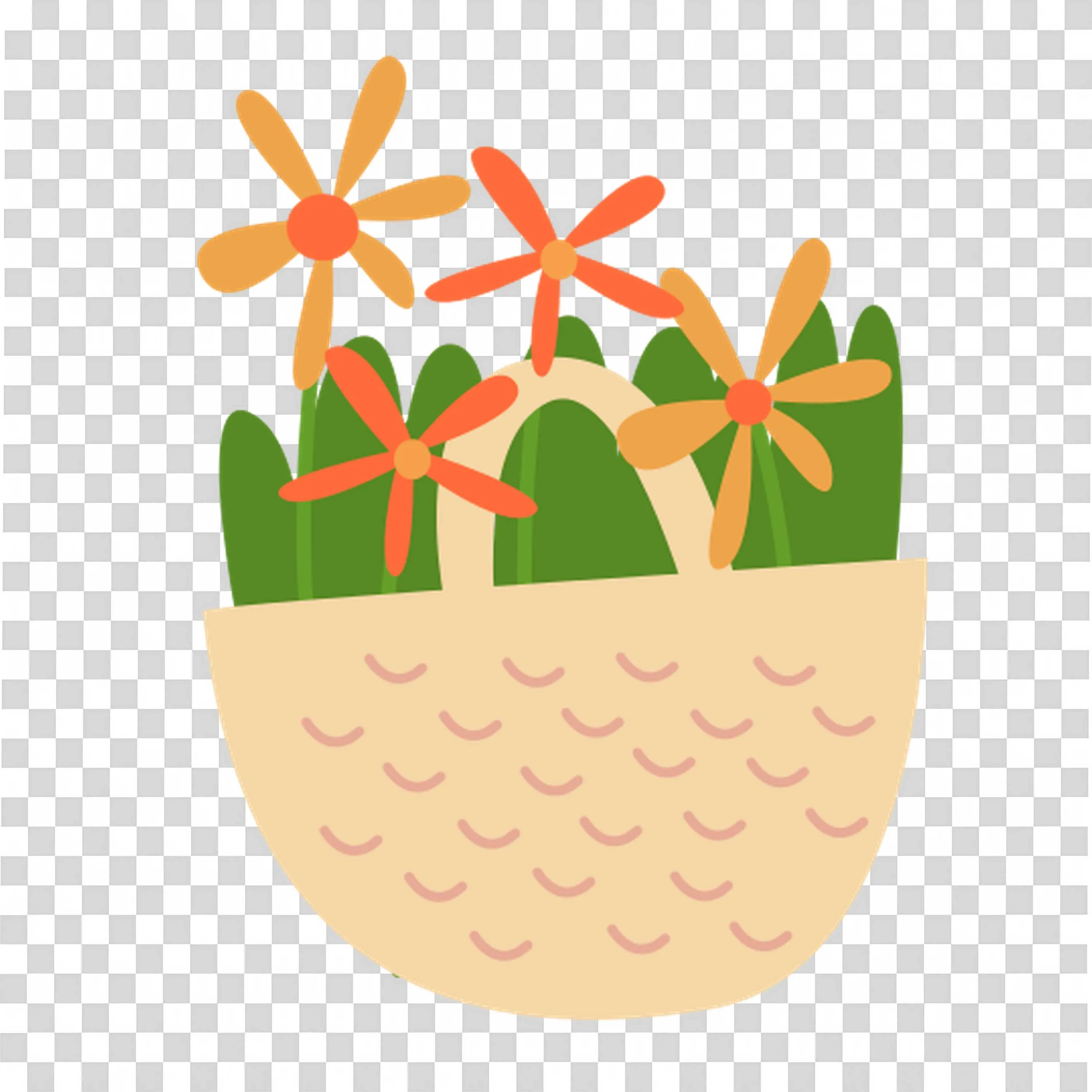 Orange Flowers in Basket Inspire Home Decor Free PNG