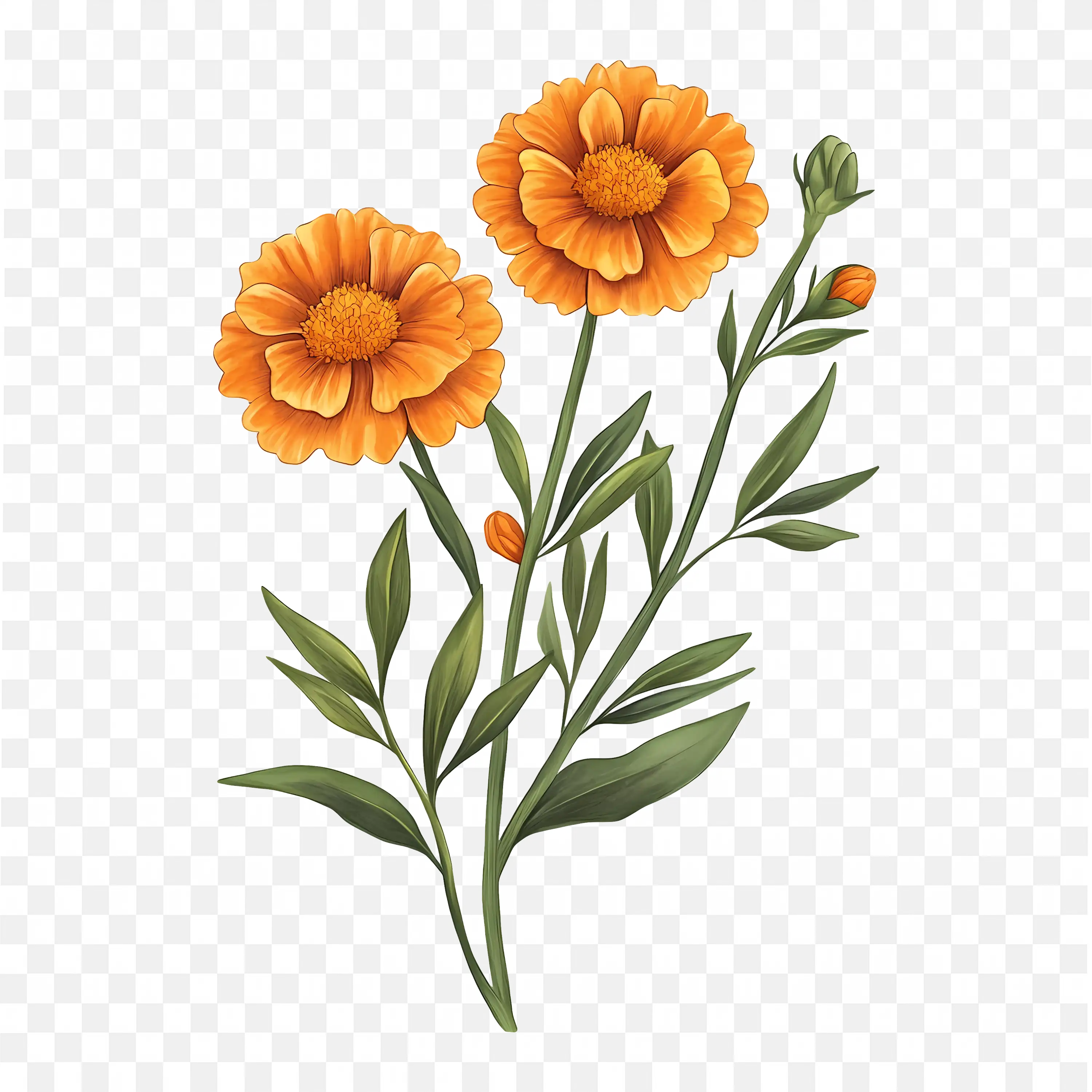 Orange Flowers Nature Clip Art Blooming Garden Floral Art