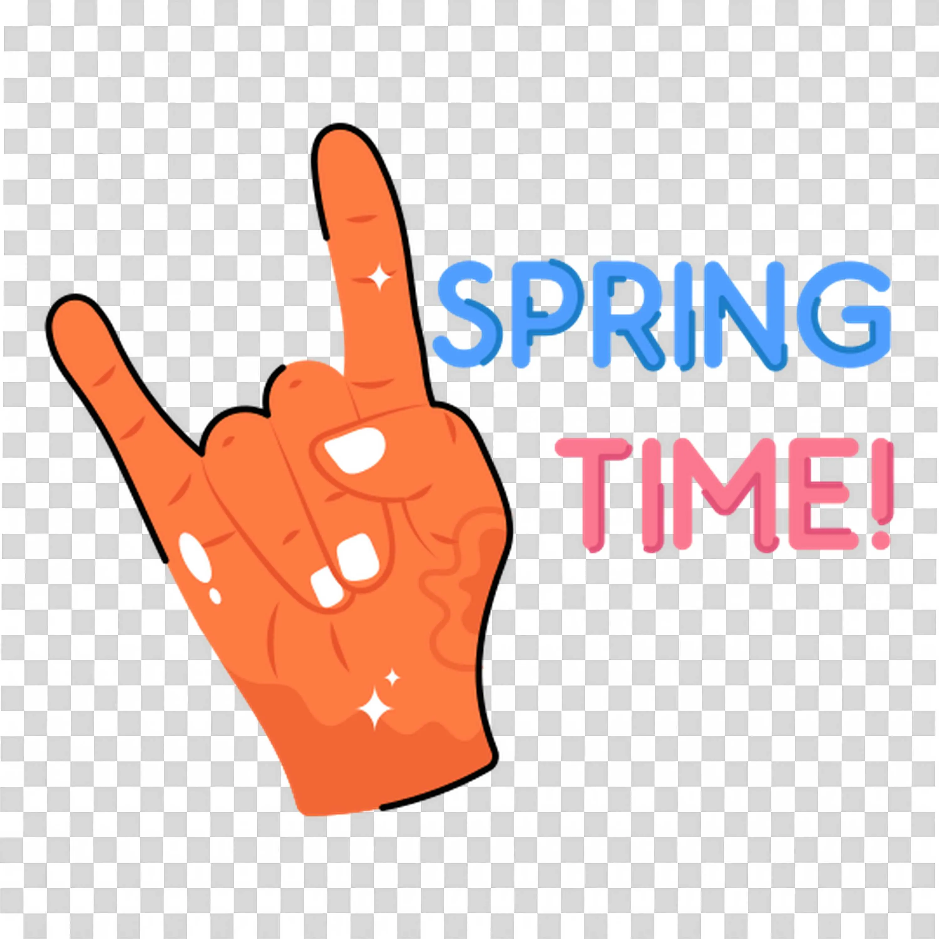 Orange Hand Sign and Message Welcoming Springtime PNG