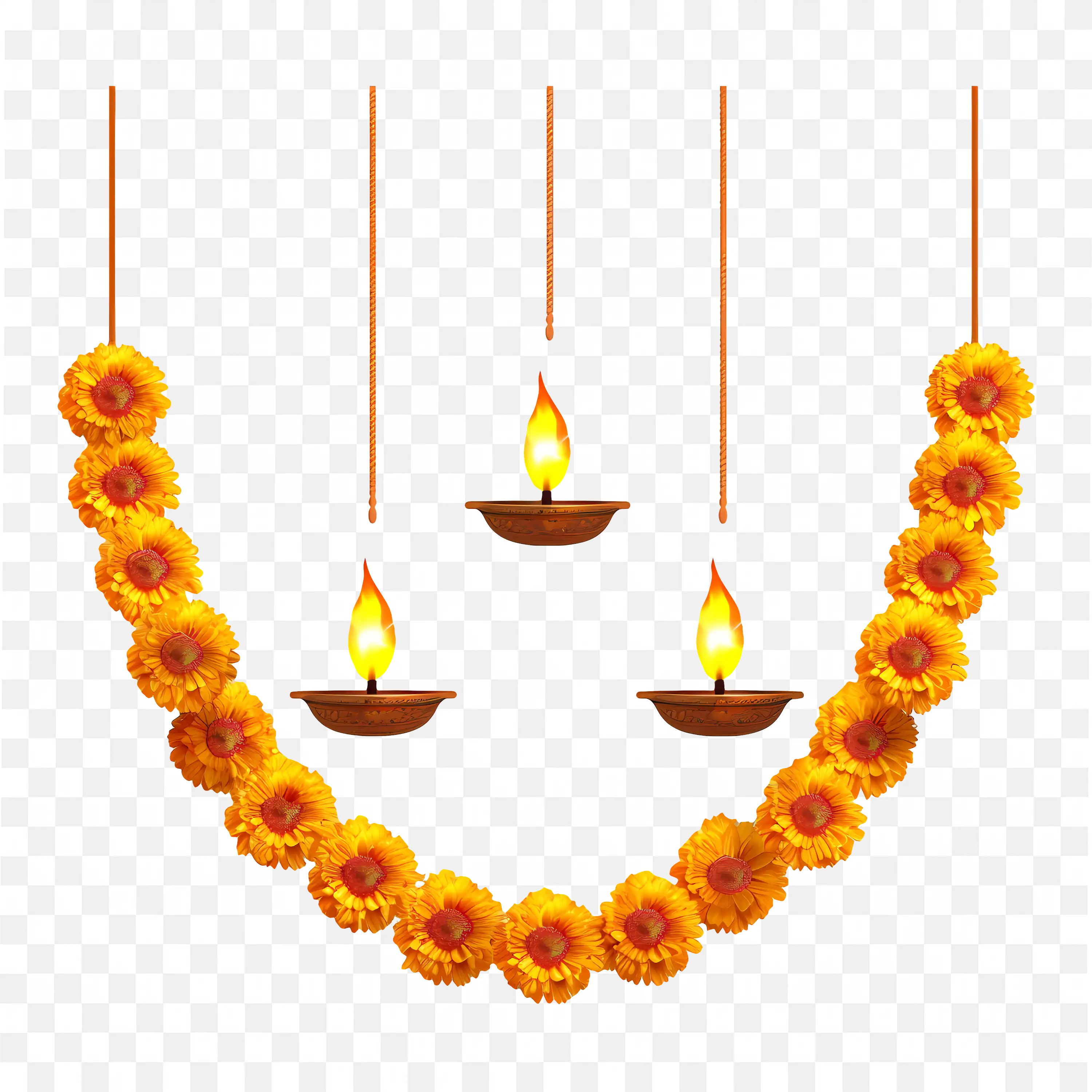 Orange Lamps PNG Hanging Garland Clip Art Festival Design