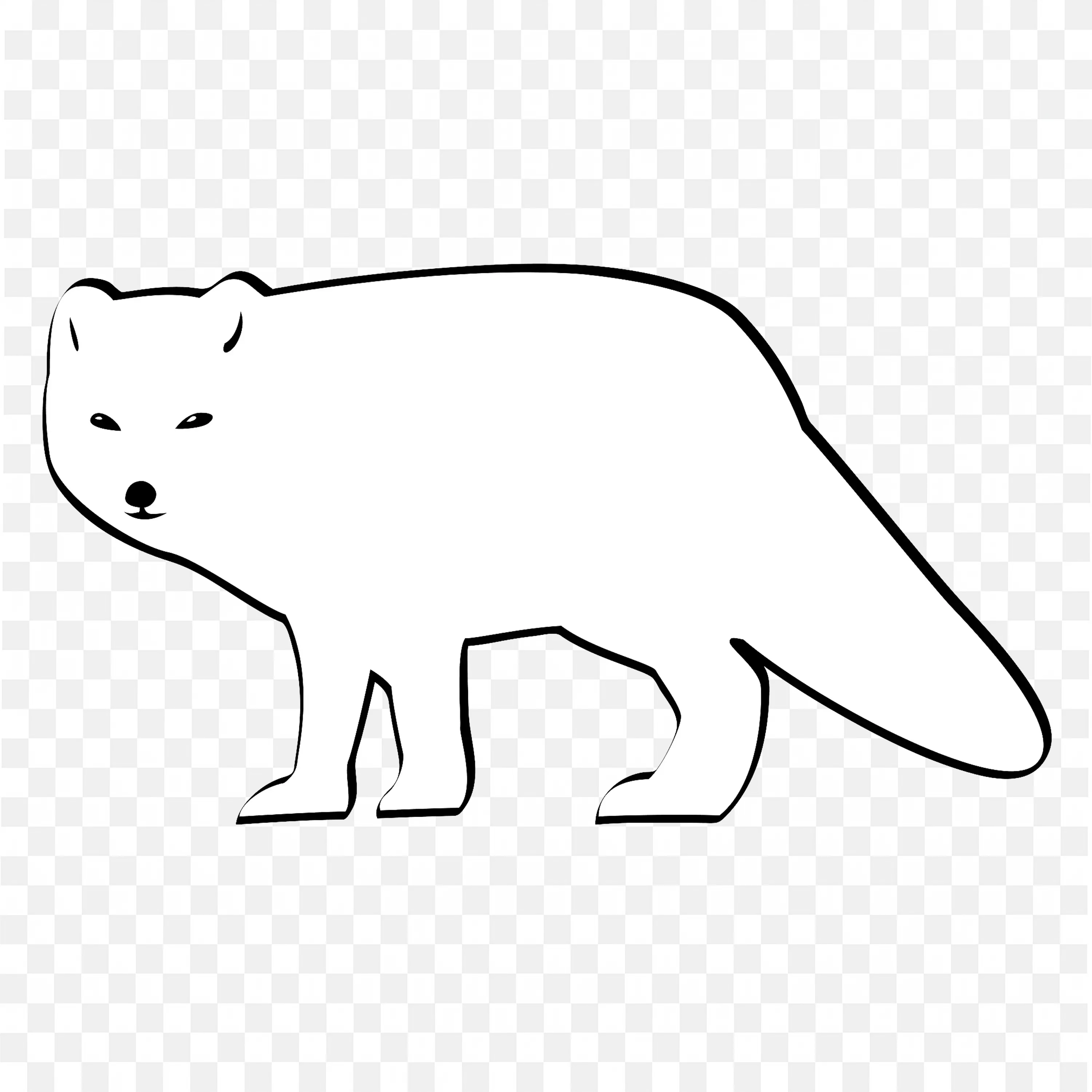 Outline Arctic Fox Clip Art Minimalist Nature Drawing Art