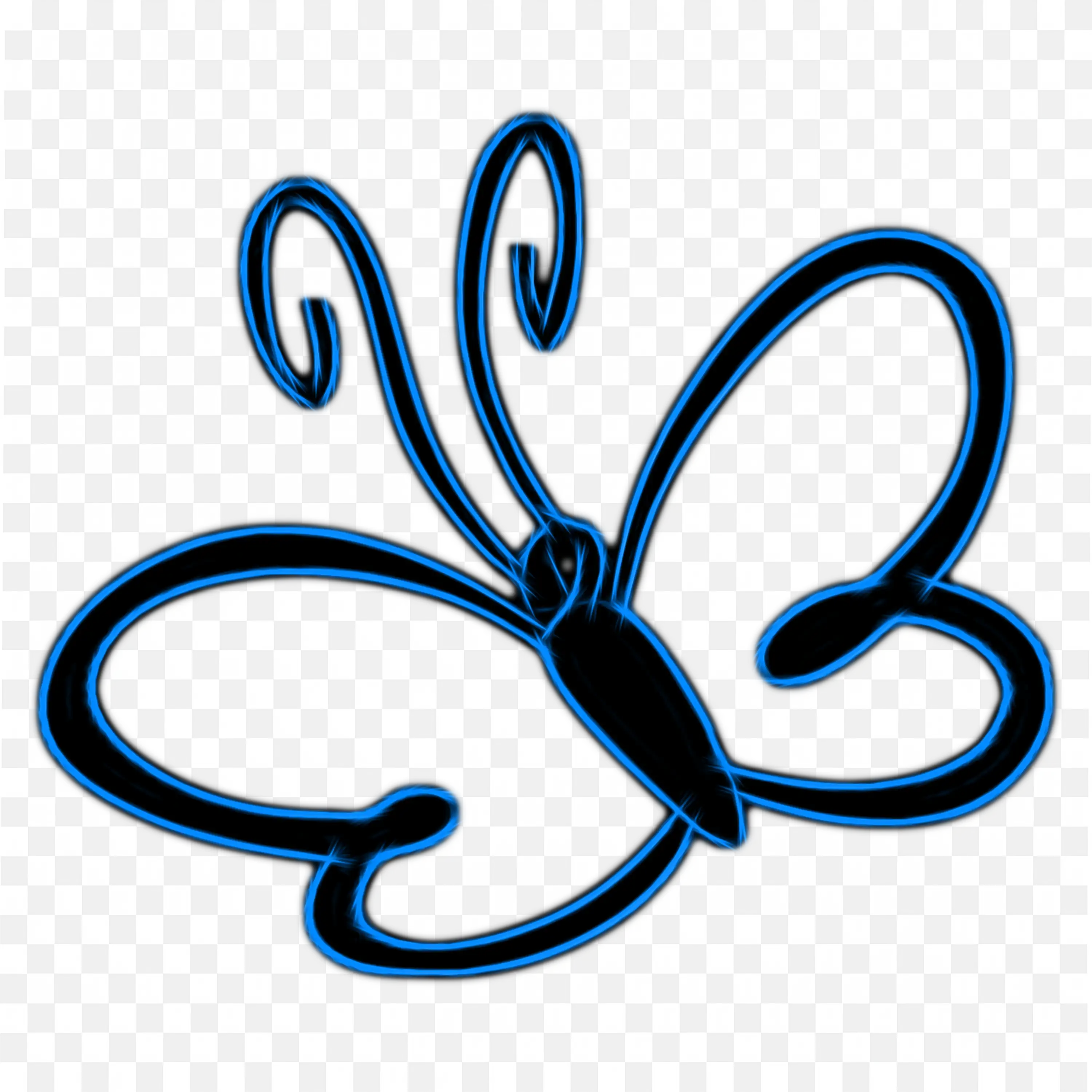 Outlined Blue Butterfly Simple Wing Design PNG Image