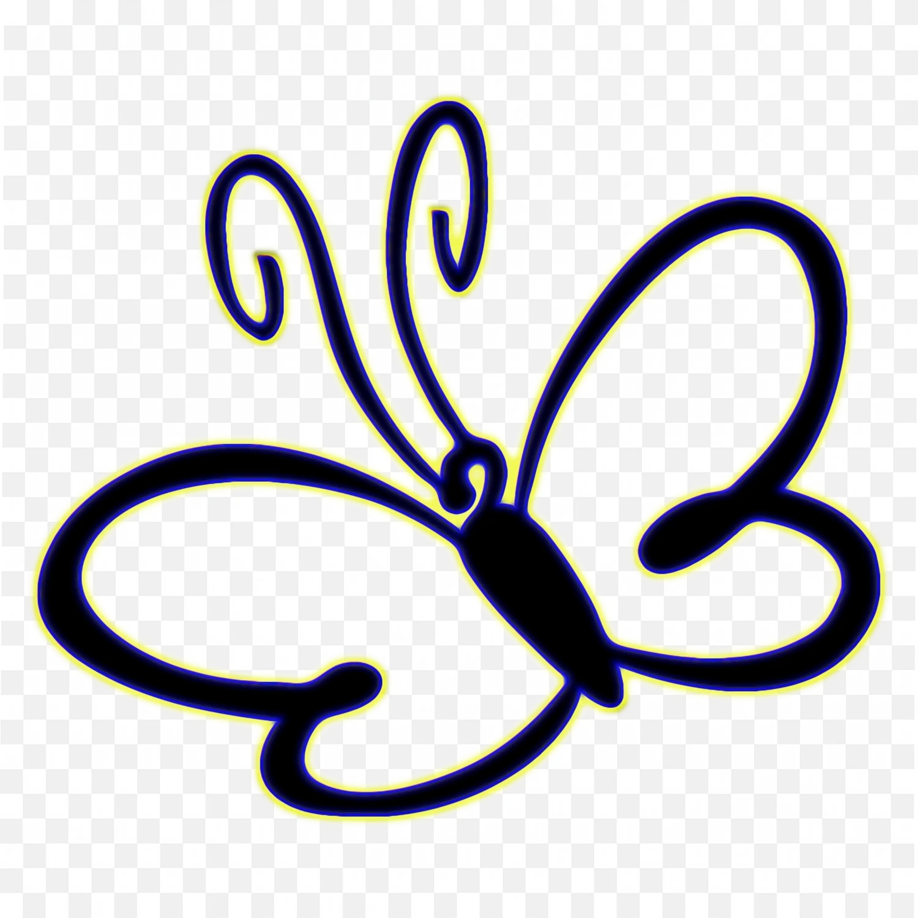 Outlined Butterfly Black Stroke Simple Wings PNG Art