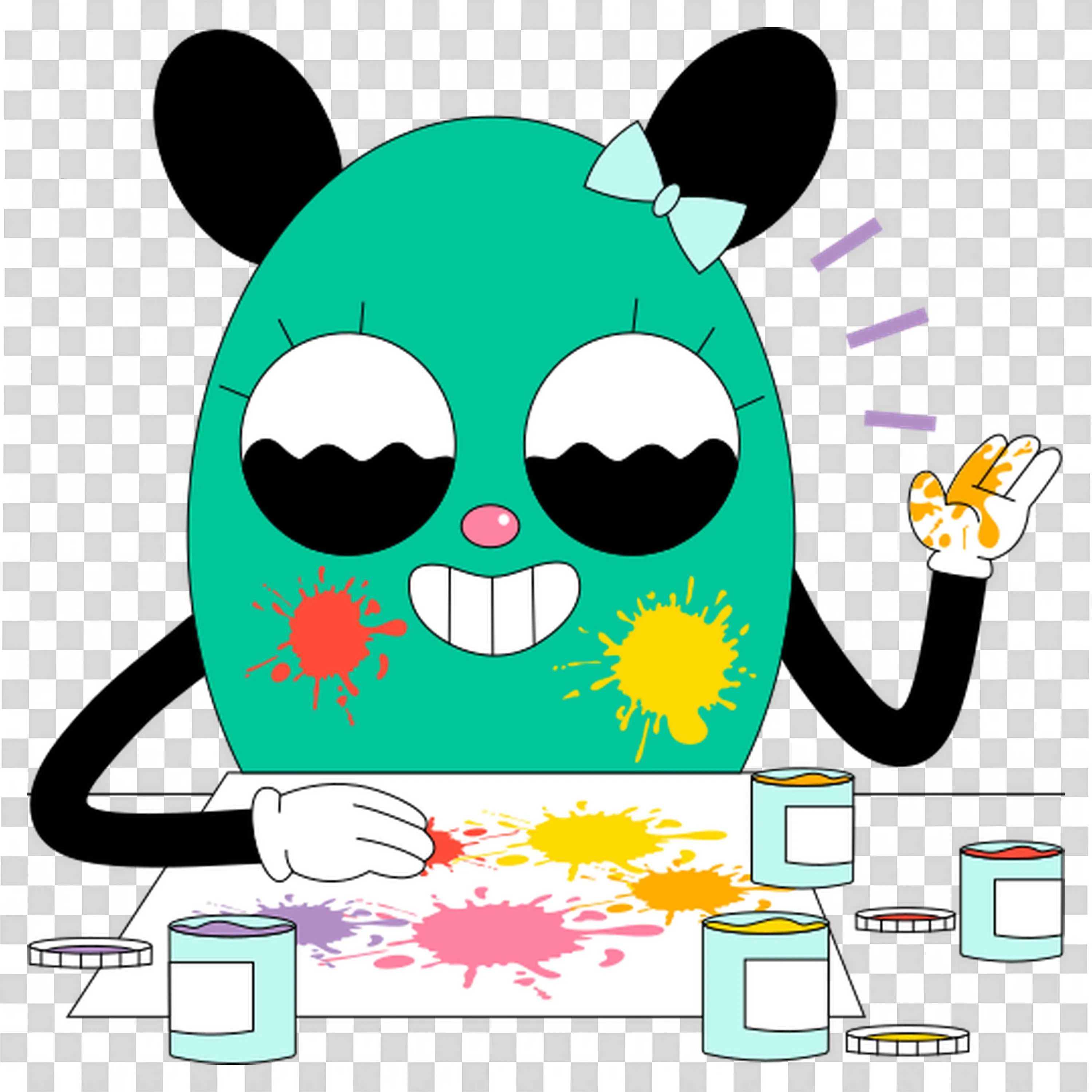 Panda Loves Drawing and Learning at The Same Time Free Png