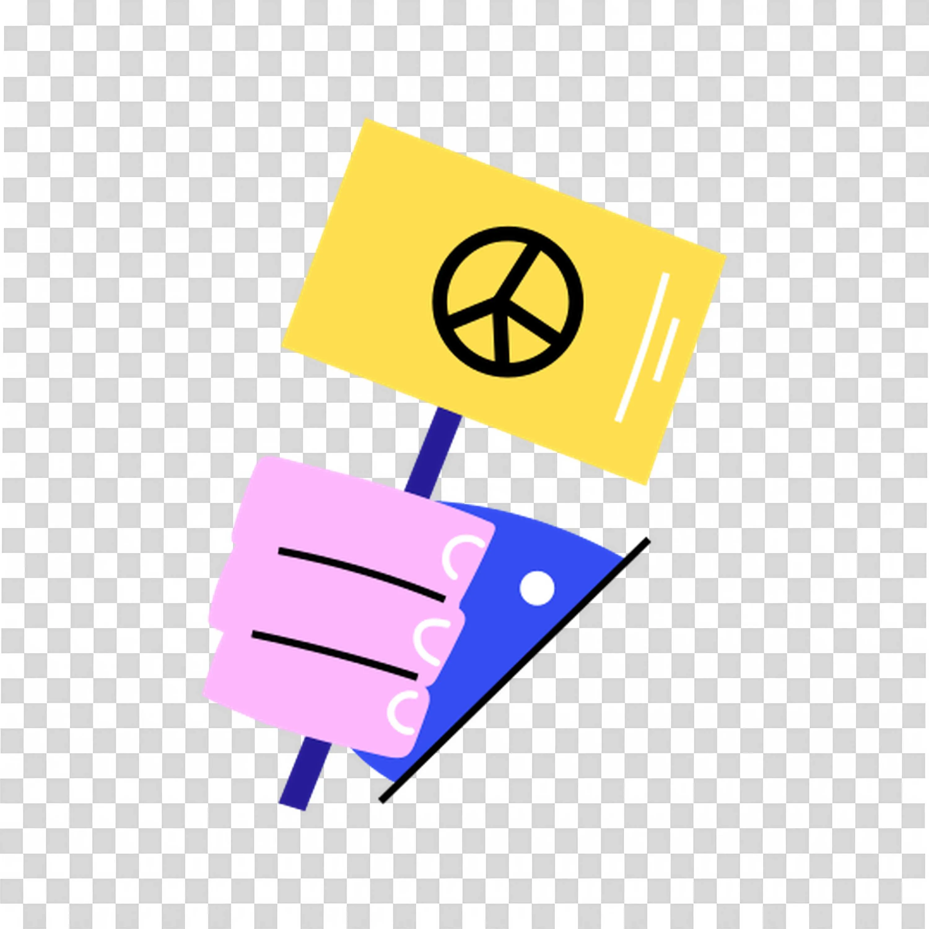 Peaceful Protest Sign Held By Hand with Flower Art