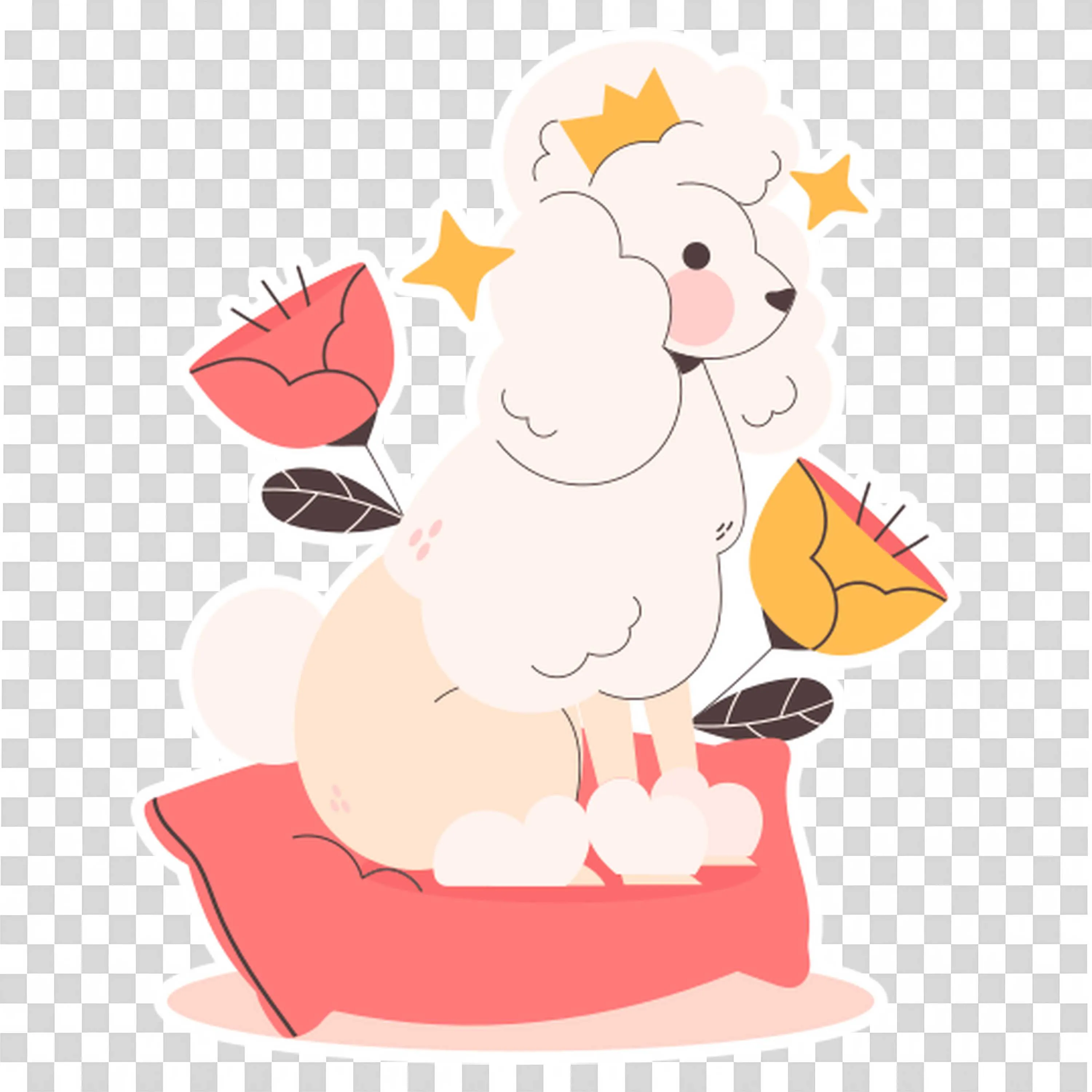 Peaceful Sheep with Flowers Radiates Comfort Hd PNGImage