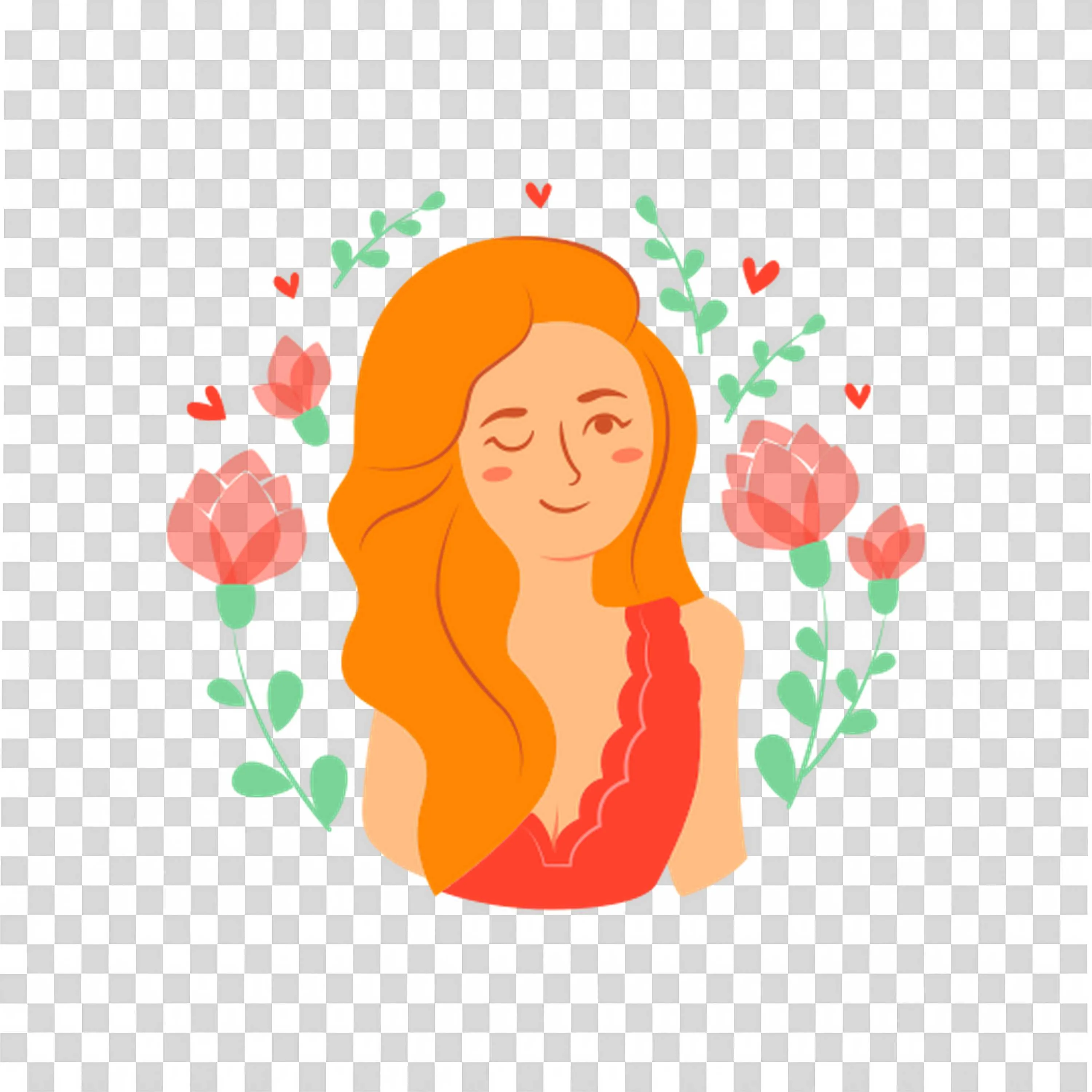 Peaceful Woman Surrounded By Tulips Radiates Calm Free PNG