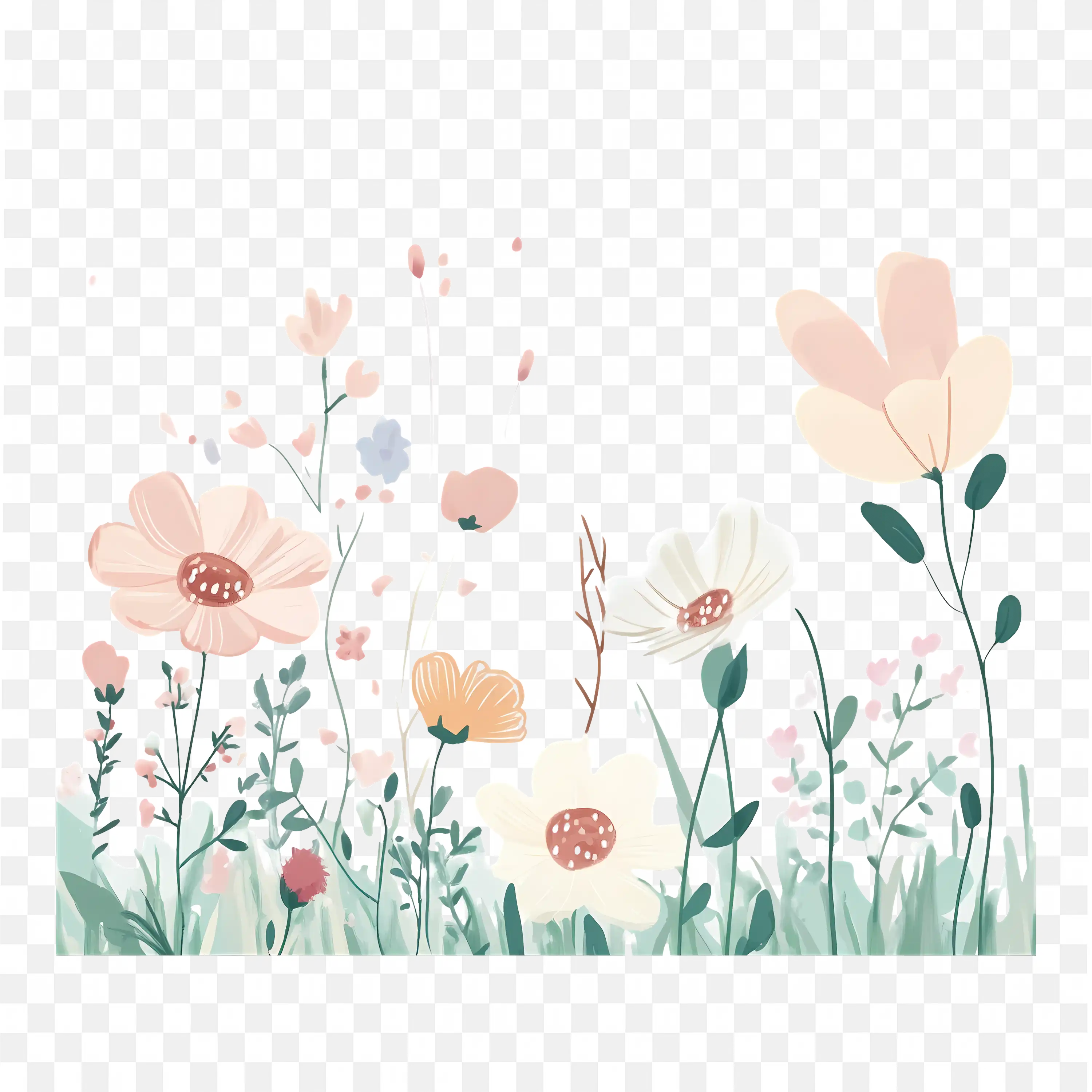 Peach Flowers PNG Nature Clip Art Soft Watercolor Design