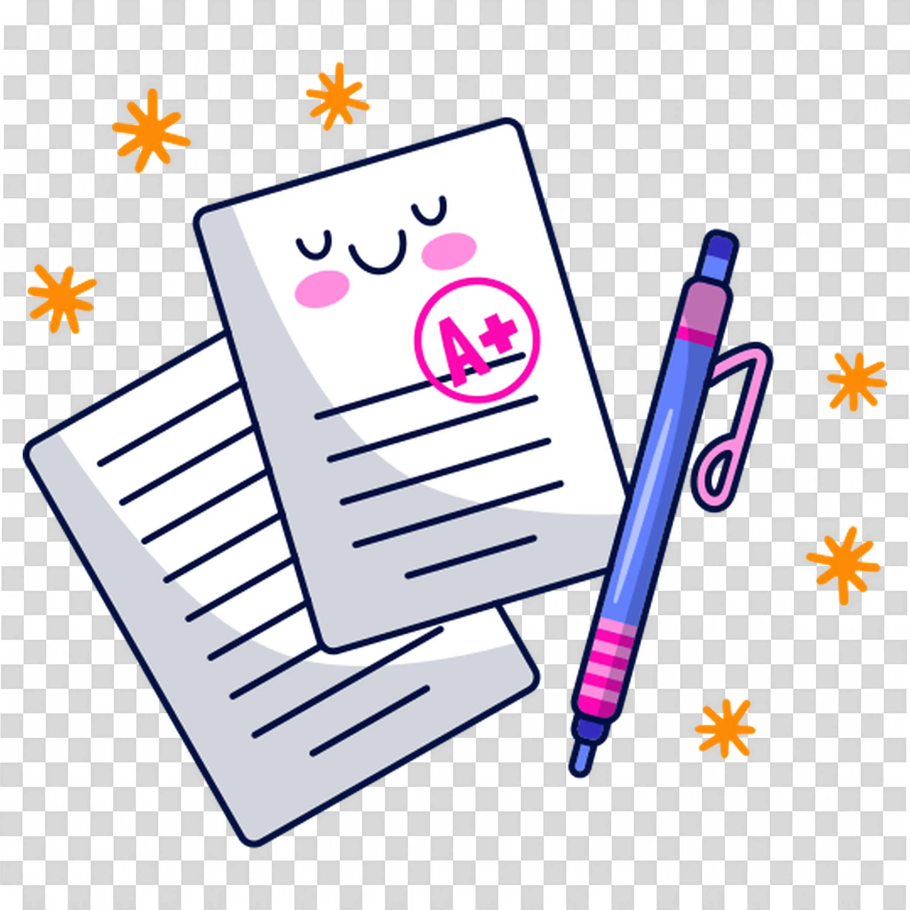 Pen and Paper with Checklist and Star for School Assignment