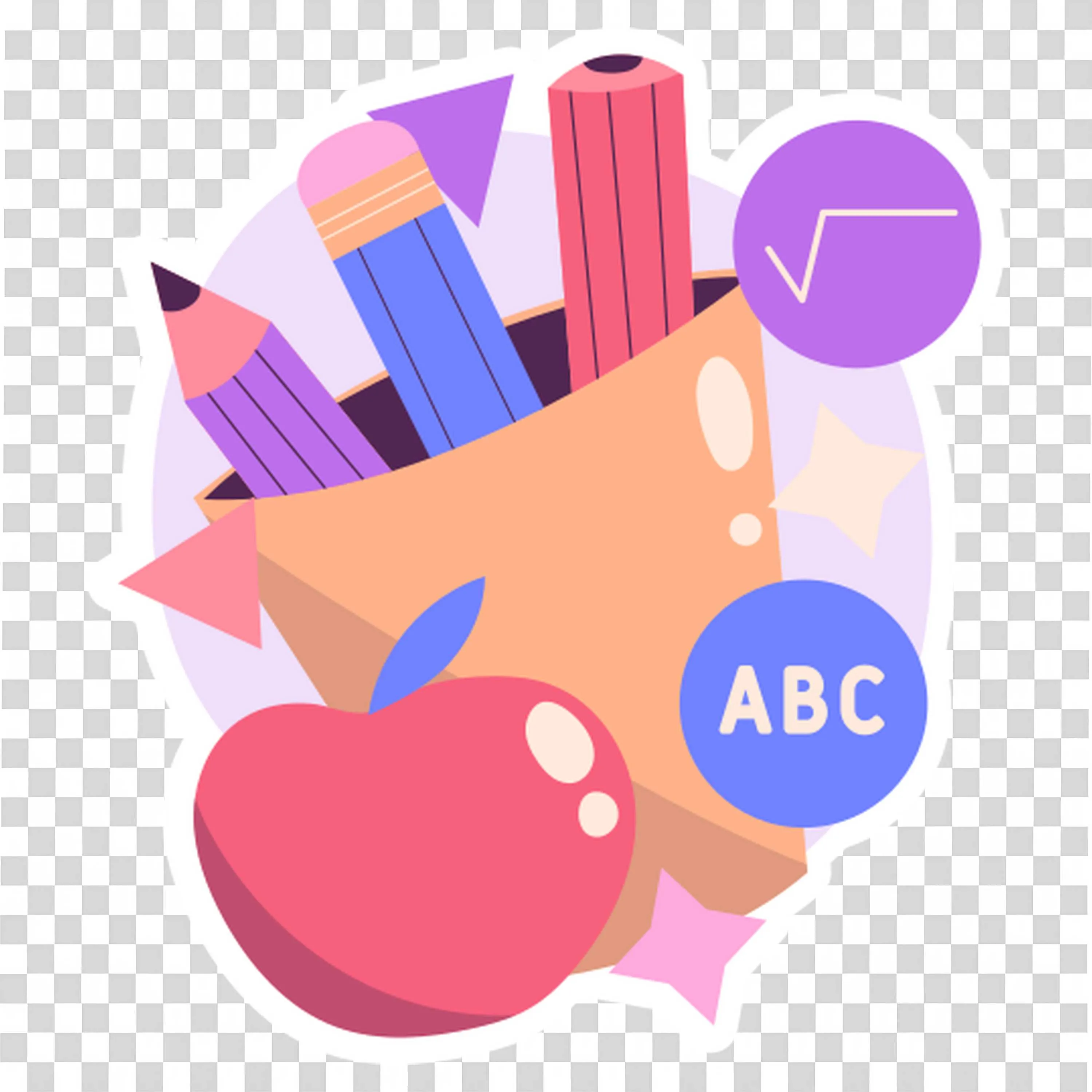 Pencil Holder Filled with Supplies and Abc Learning Theme