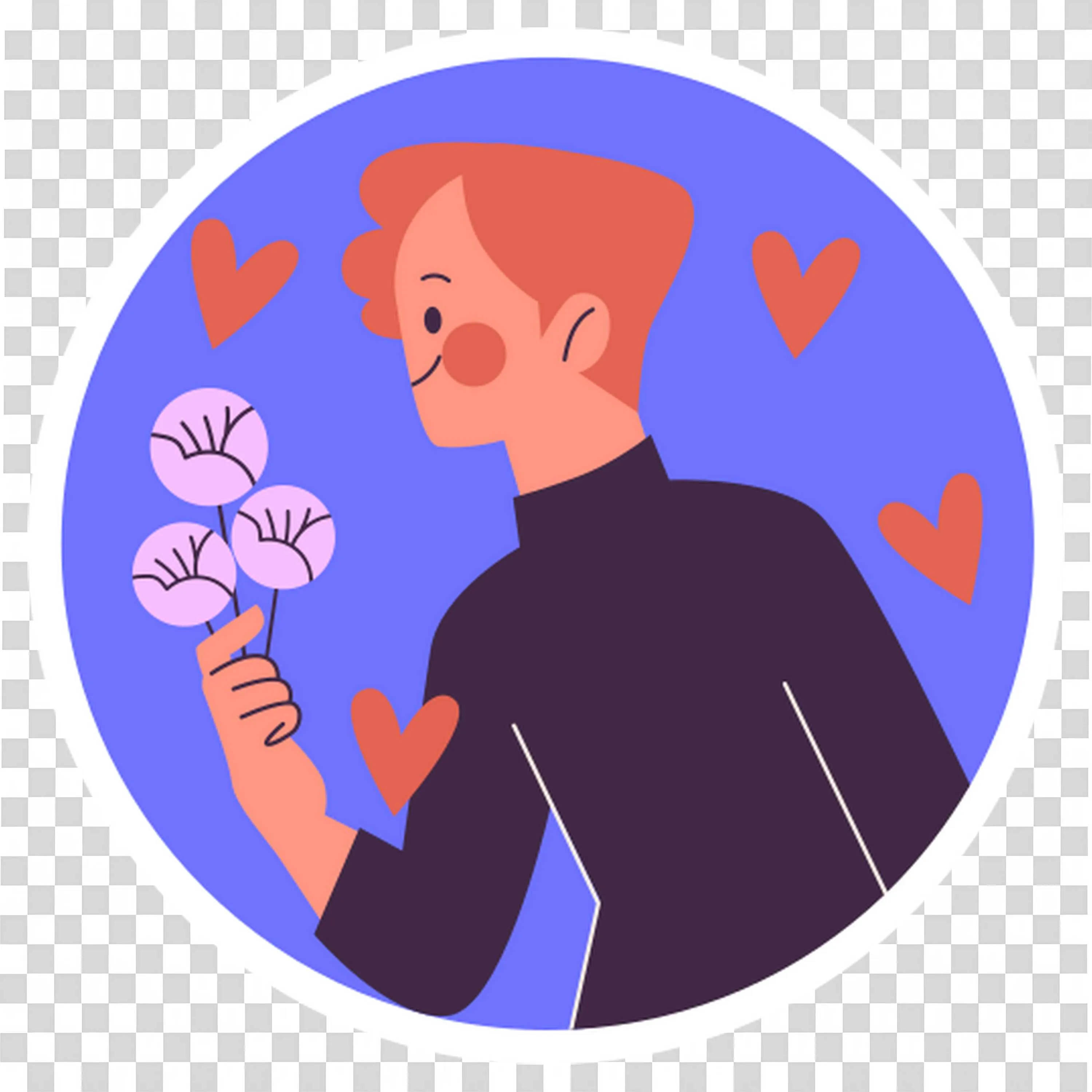 Person Holding a Bouquet Of Pink Flowers with Heart PNG