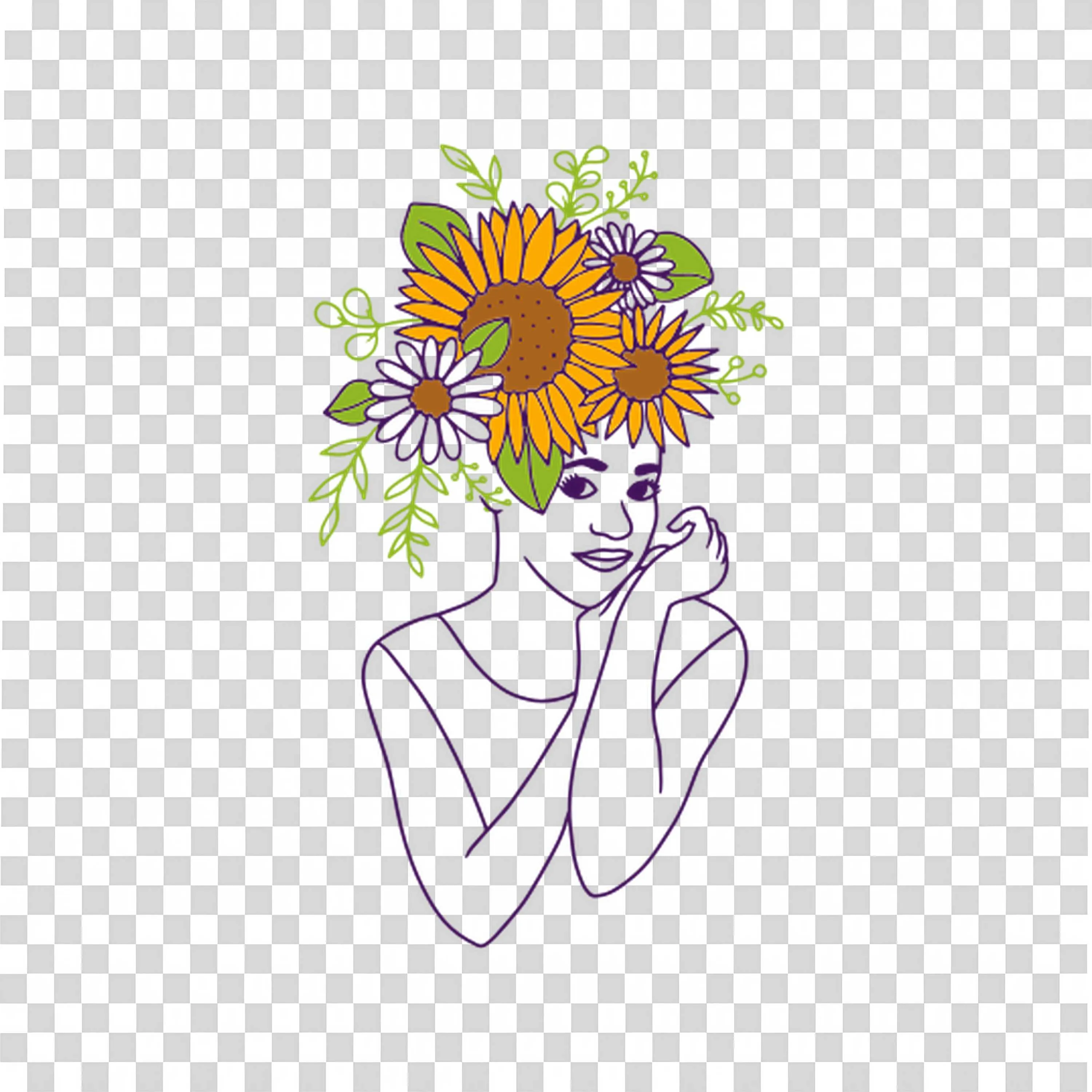 Person with Flower Crown with Eyes Closed in Peaceful Pose