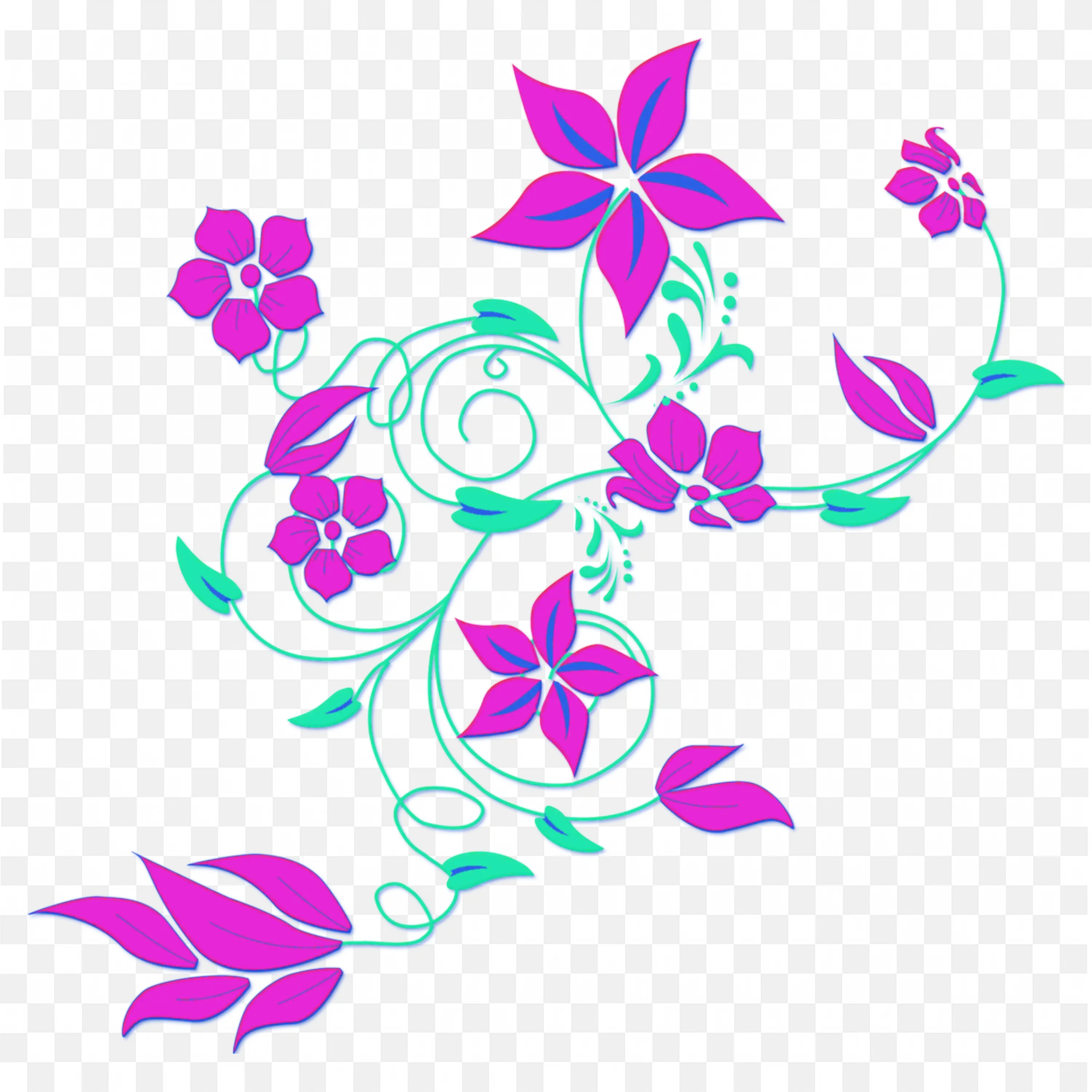 Pink and Aqua Floral Bouquet Watercolor Transparent PNG