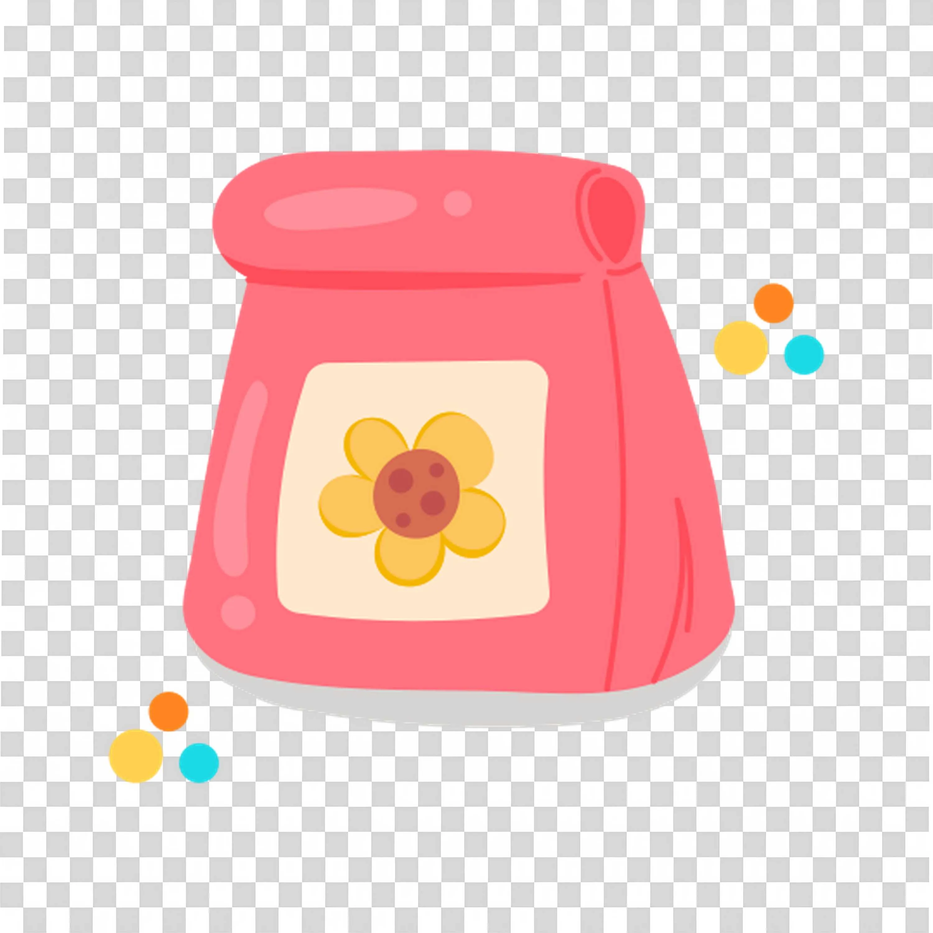 Pink Bag with Flower Decoration and Blue Dots Free PNG