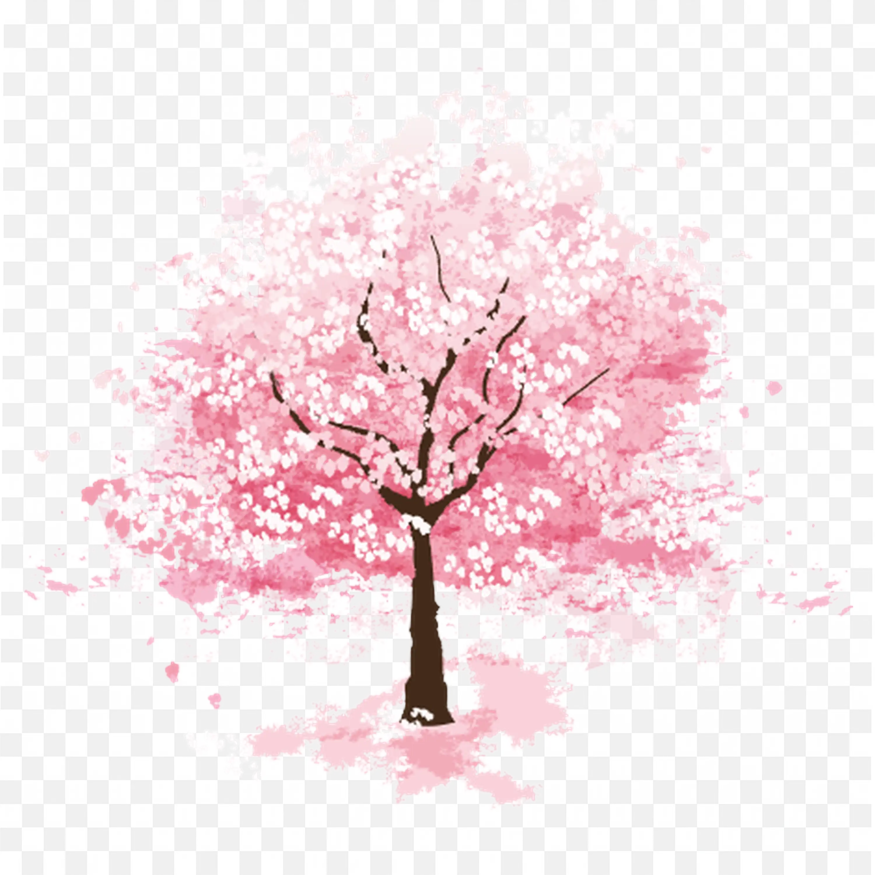 Pink Cherry Blossom Tree Full Bloom Transparent PNG