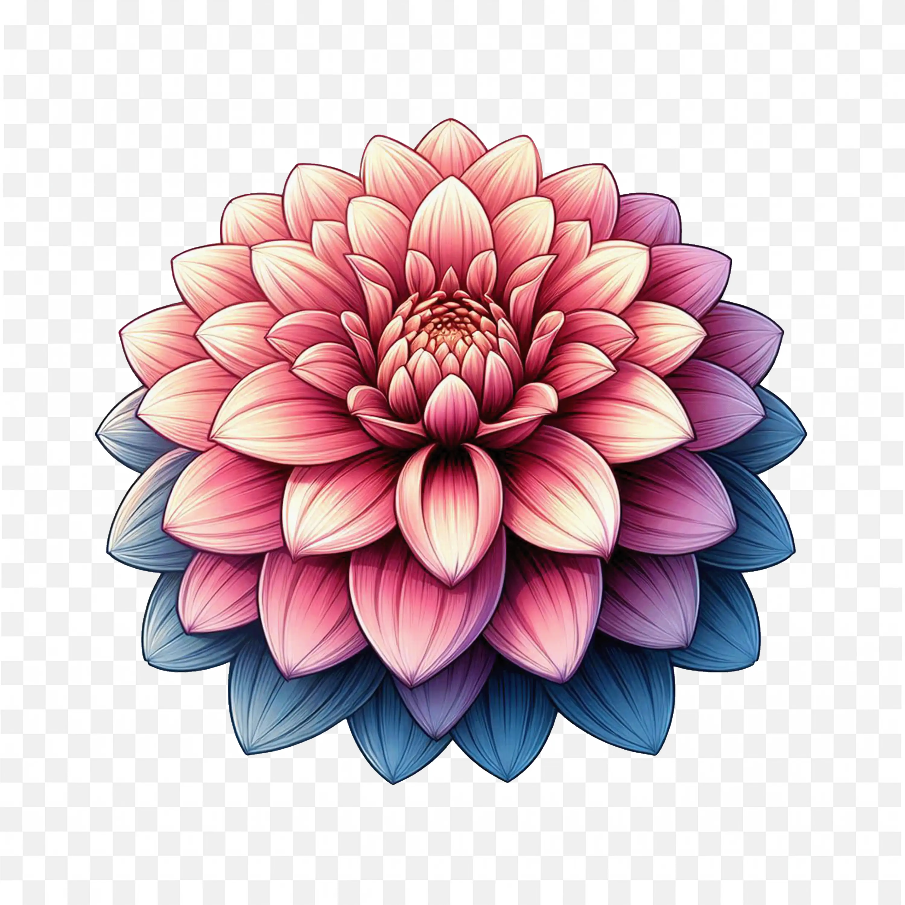 Pink Dahlia Bloom PNG Realistic Botanical Flower Graphic