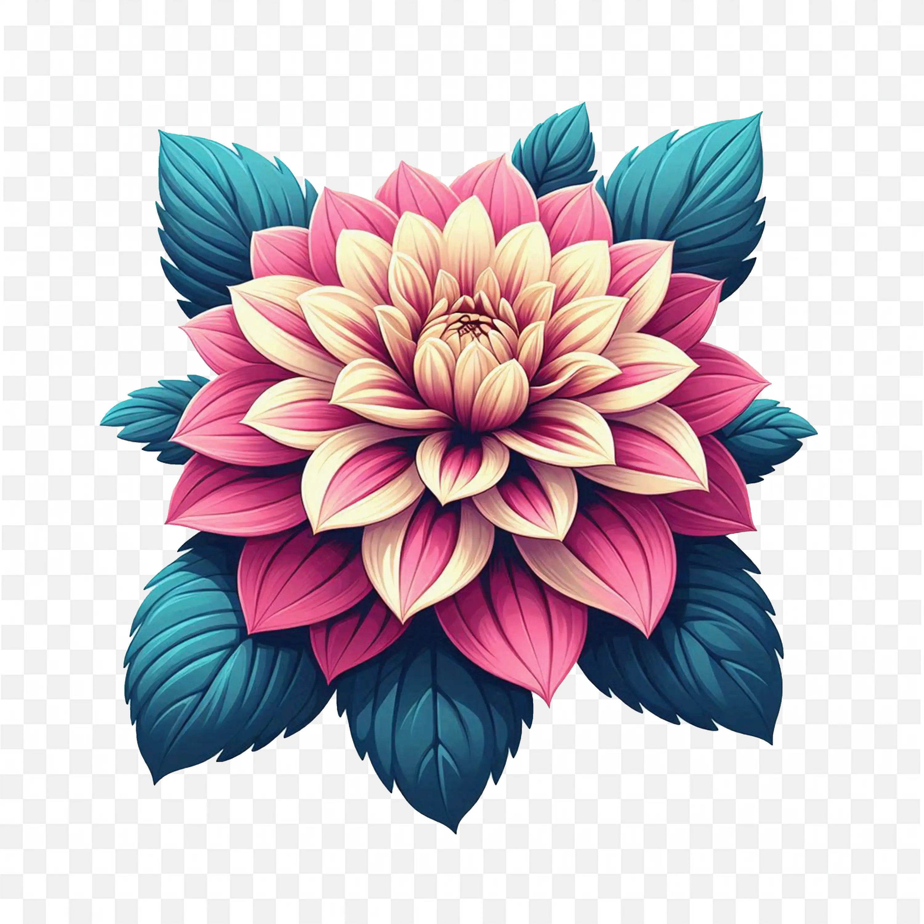 Pink Dahlia Blossom PNG Realistic Floral Nature Art