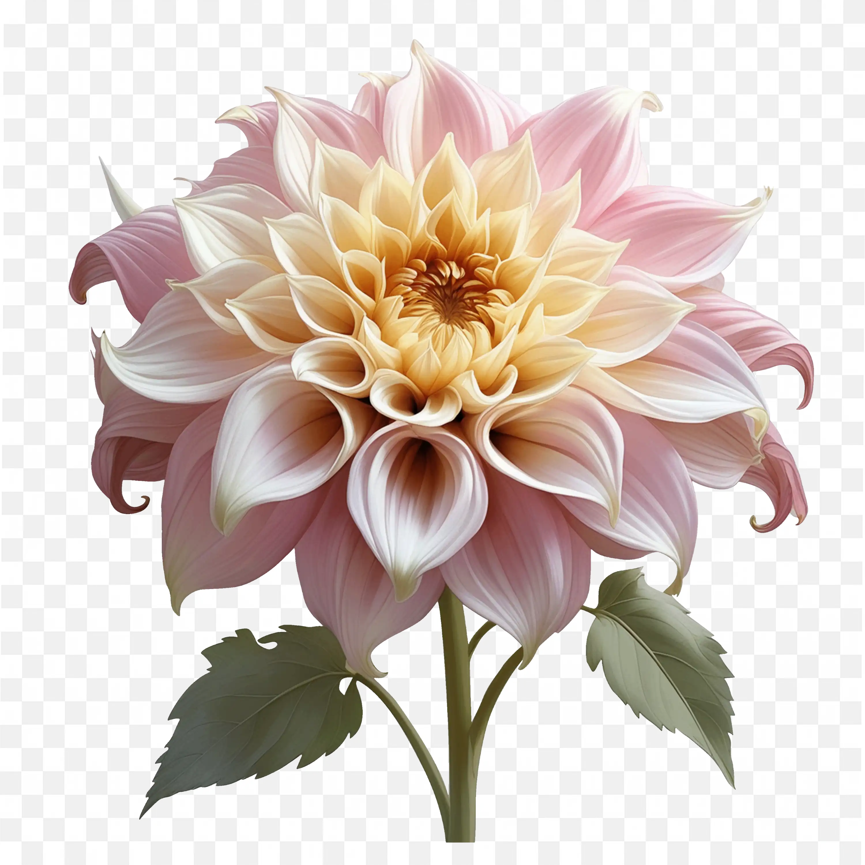 Pink Dahlia Flower PNG Detailed Botanical Nature Artwork