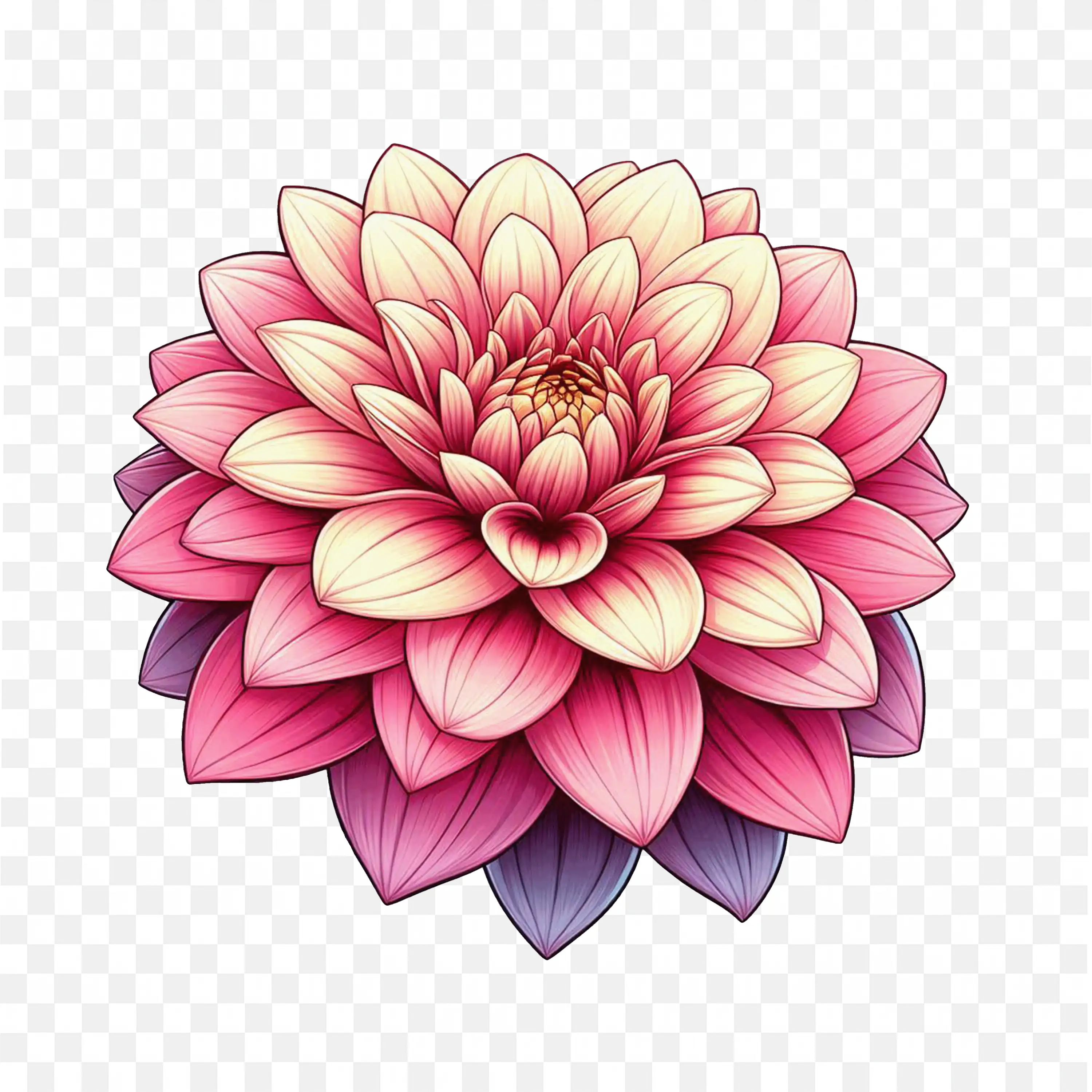 Pink Dahlia Flower Head PNG Realistic Botanical Artwork