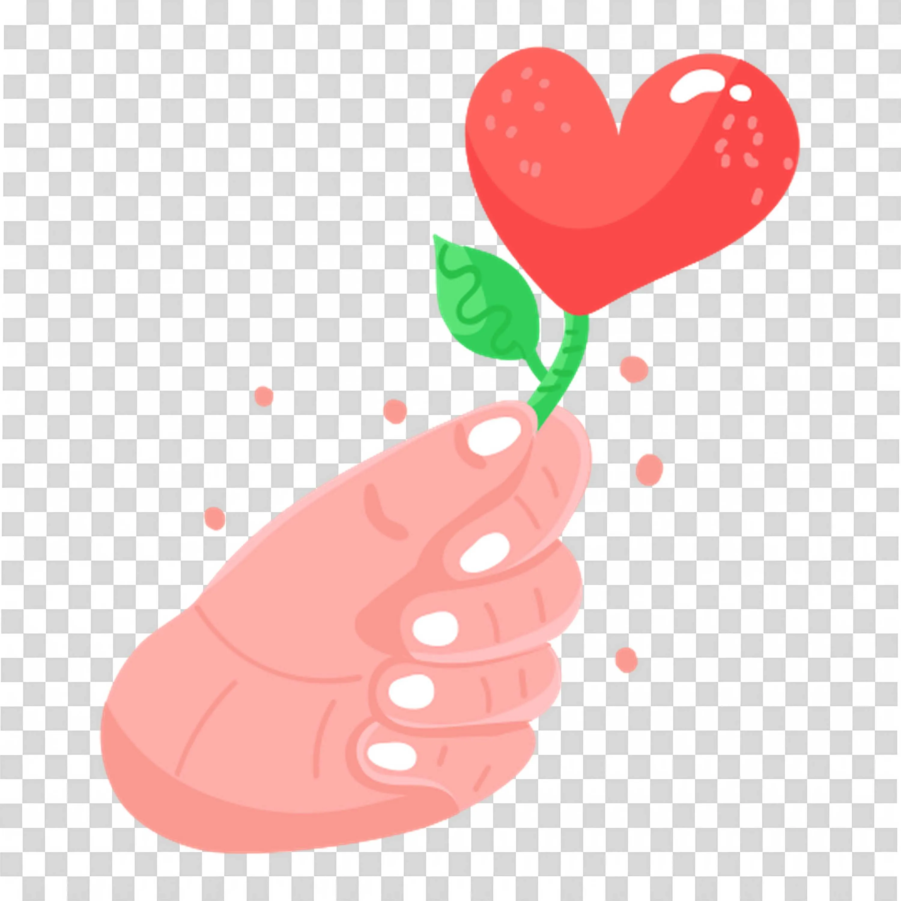 Pink Hand Holding a Heart Shaped Rose Flower Gently