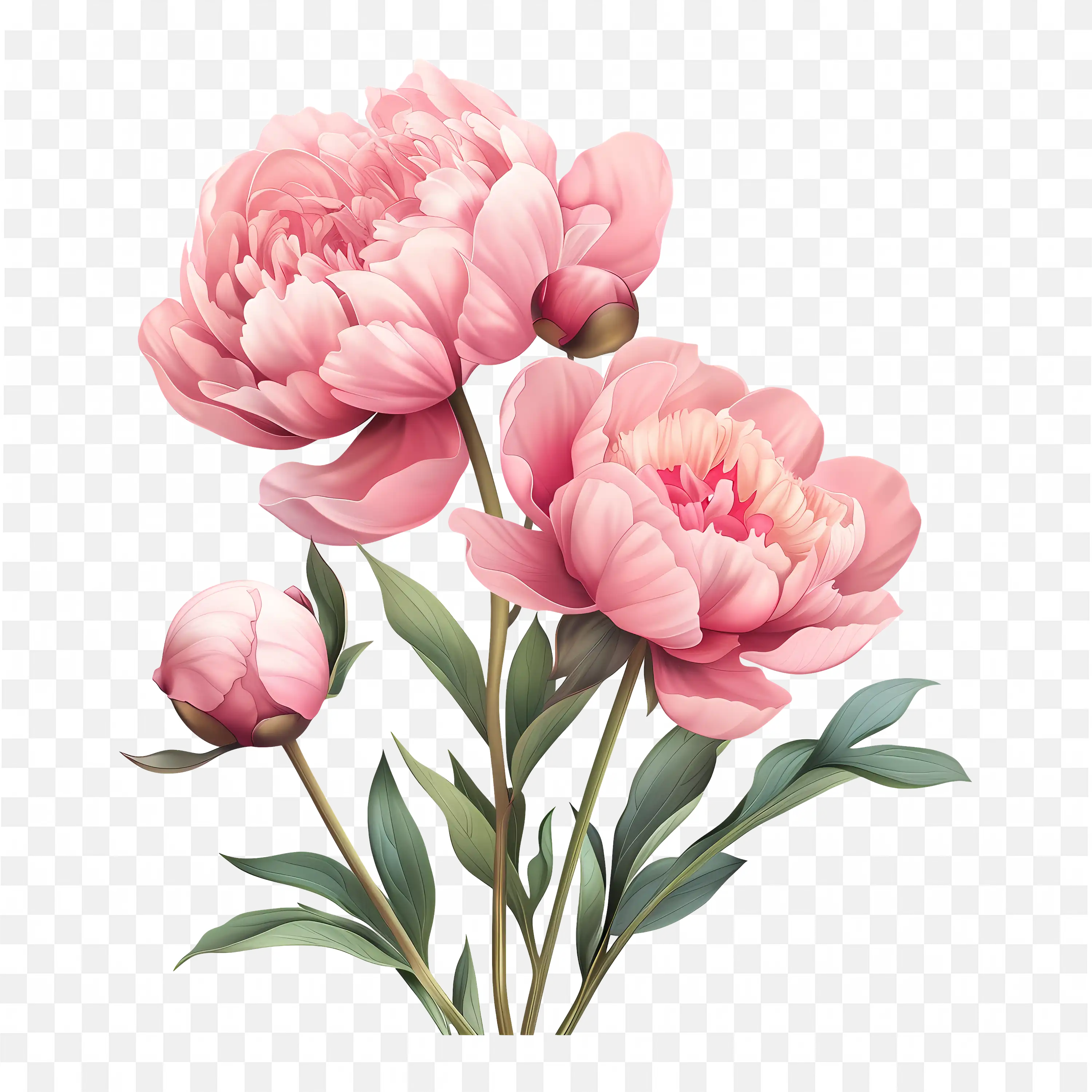 Pink Peonies PNG Floral Nature Bloom Art Clip Scene Design