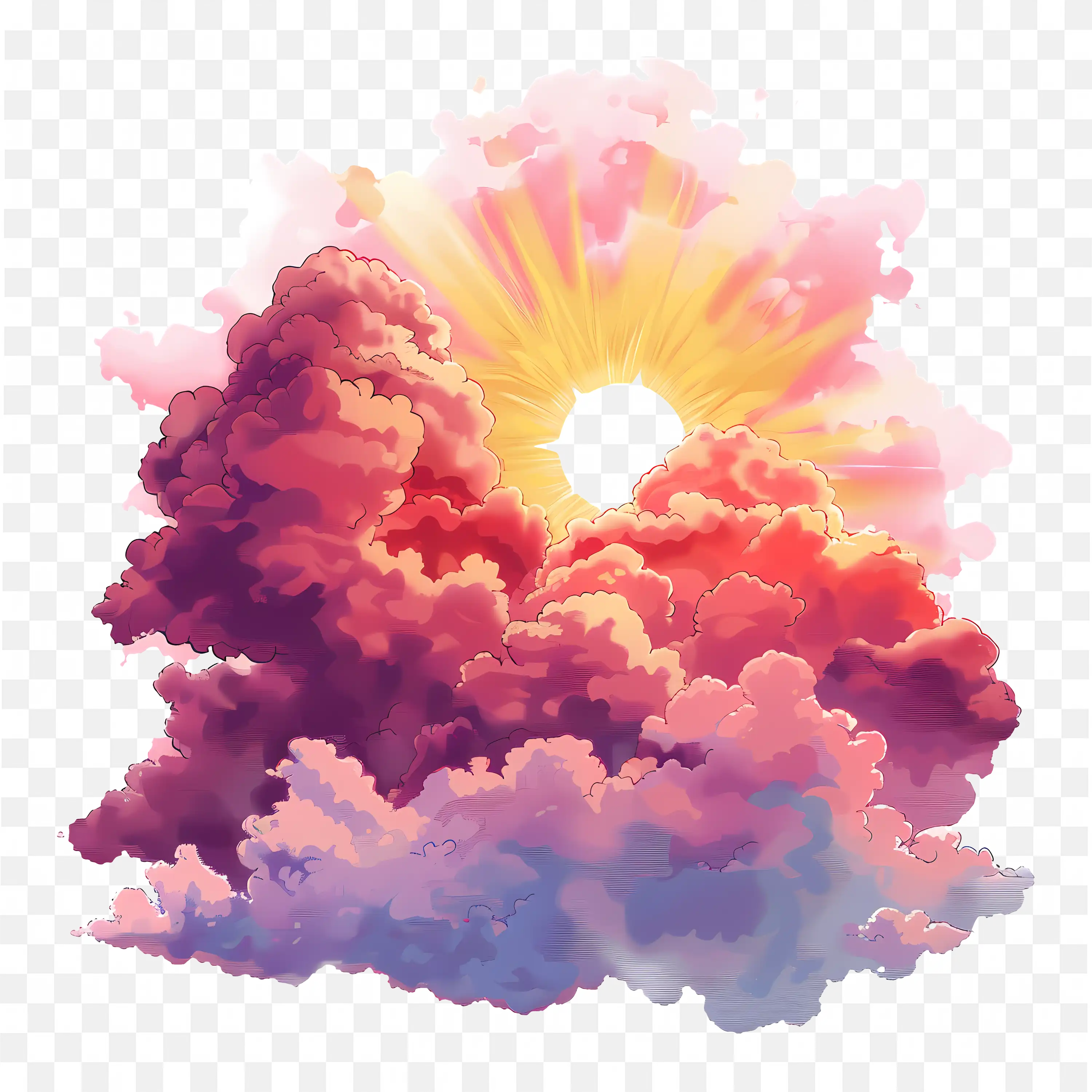 Pink and Purple Watercolor Cloud Artistic Sky Effect Image