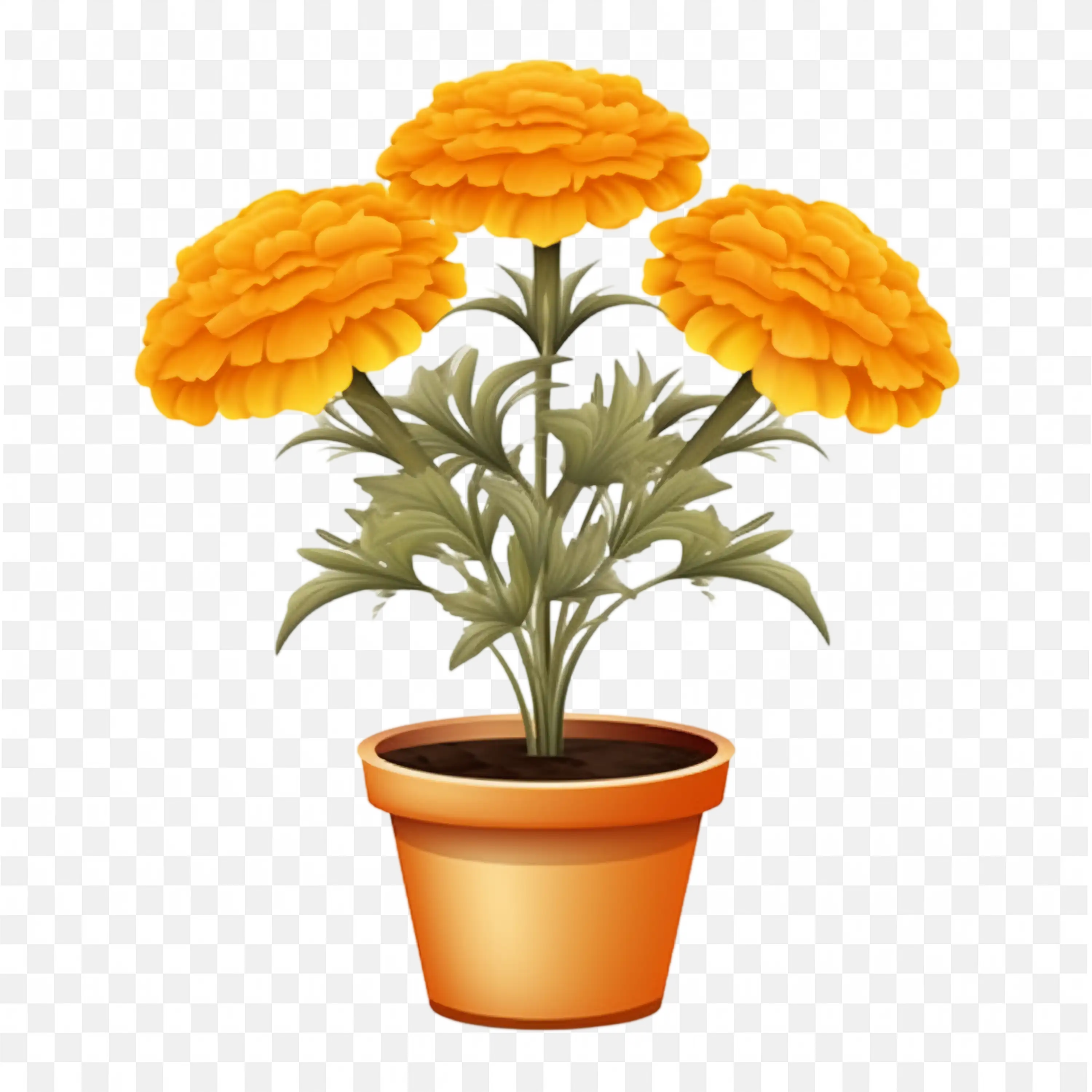 Potted Marigold Flower Nature Festive Art Design PNG