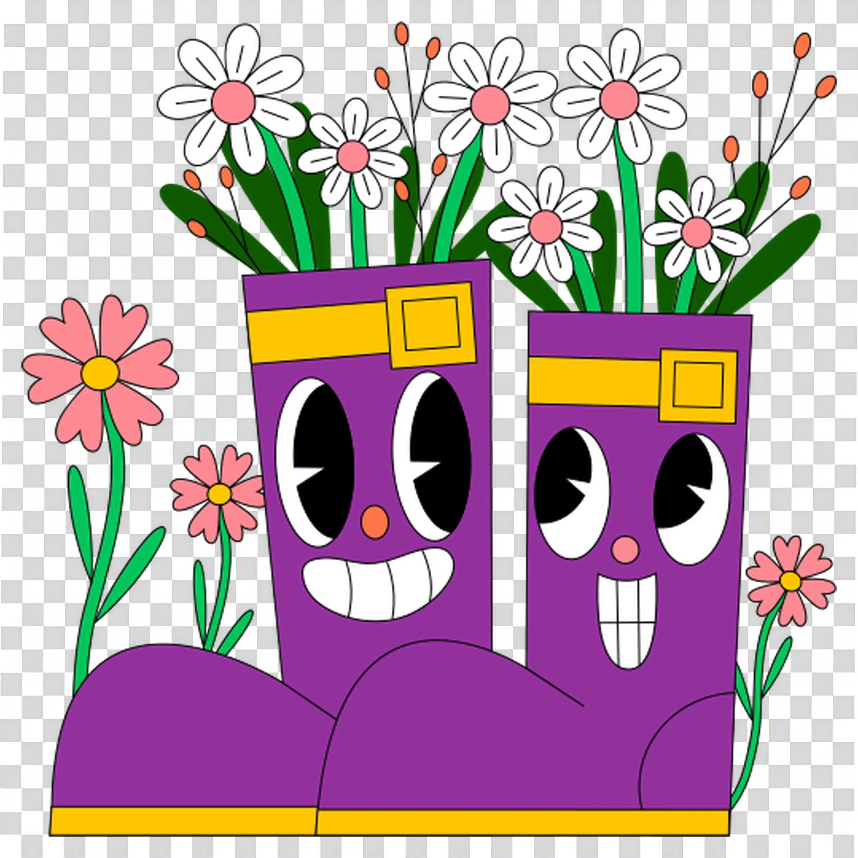 Purple Boots with Flowers Celebrate Springtime Free PNG