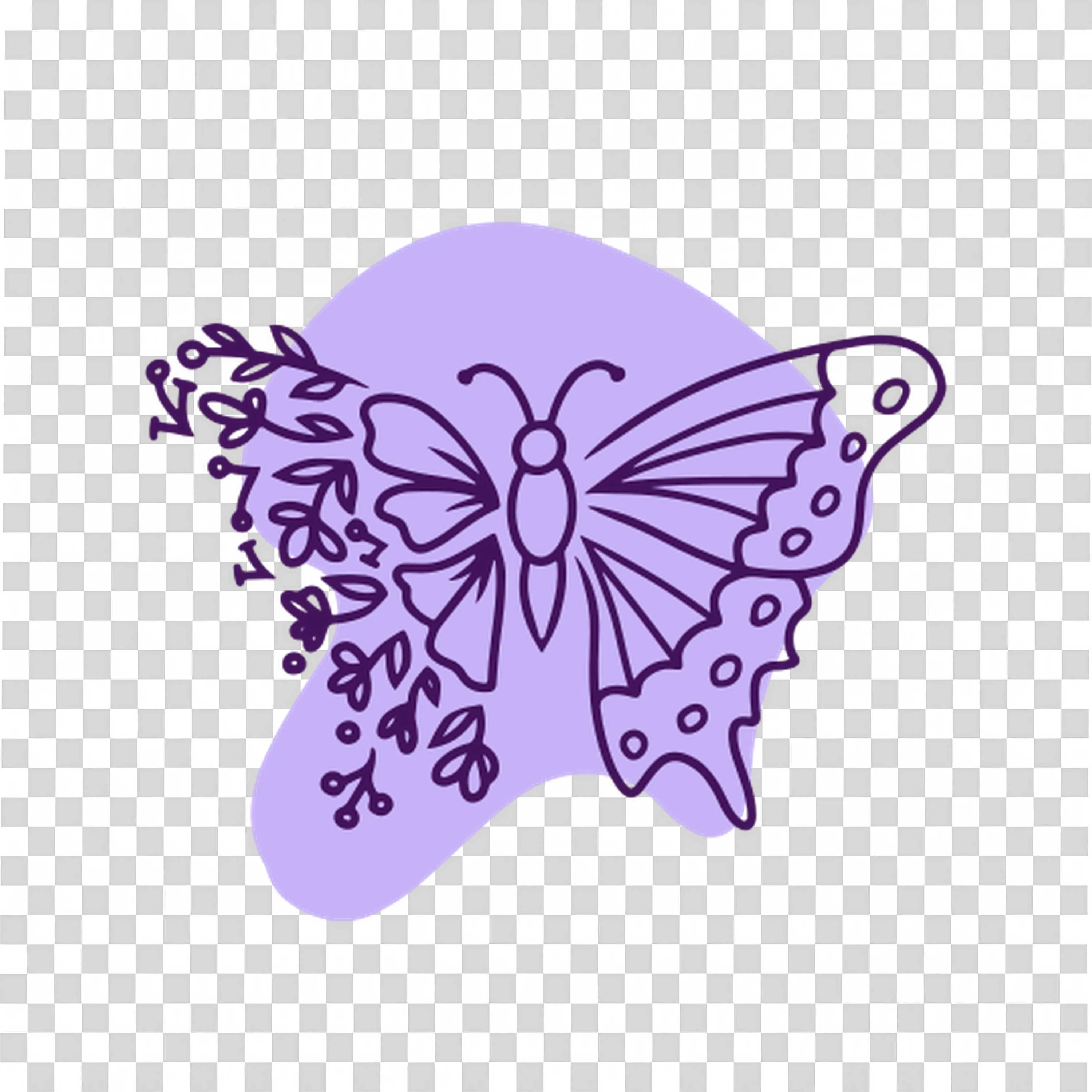 Purple Butterfly with Flower Brings Calm PNGDownload