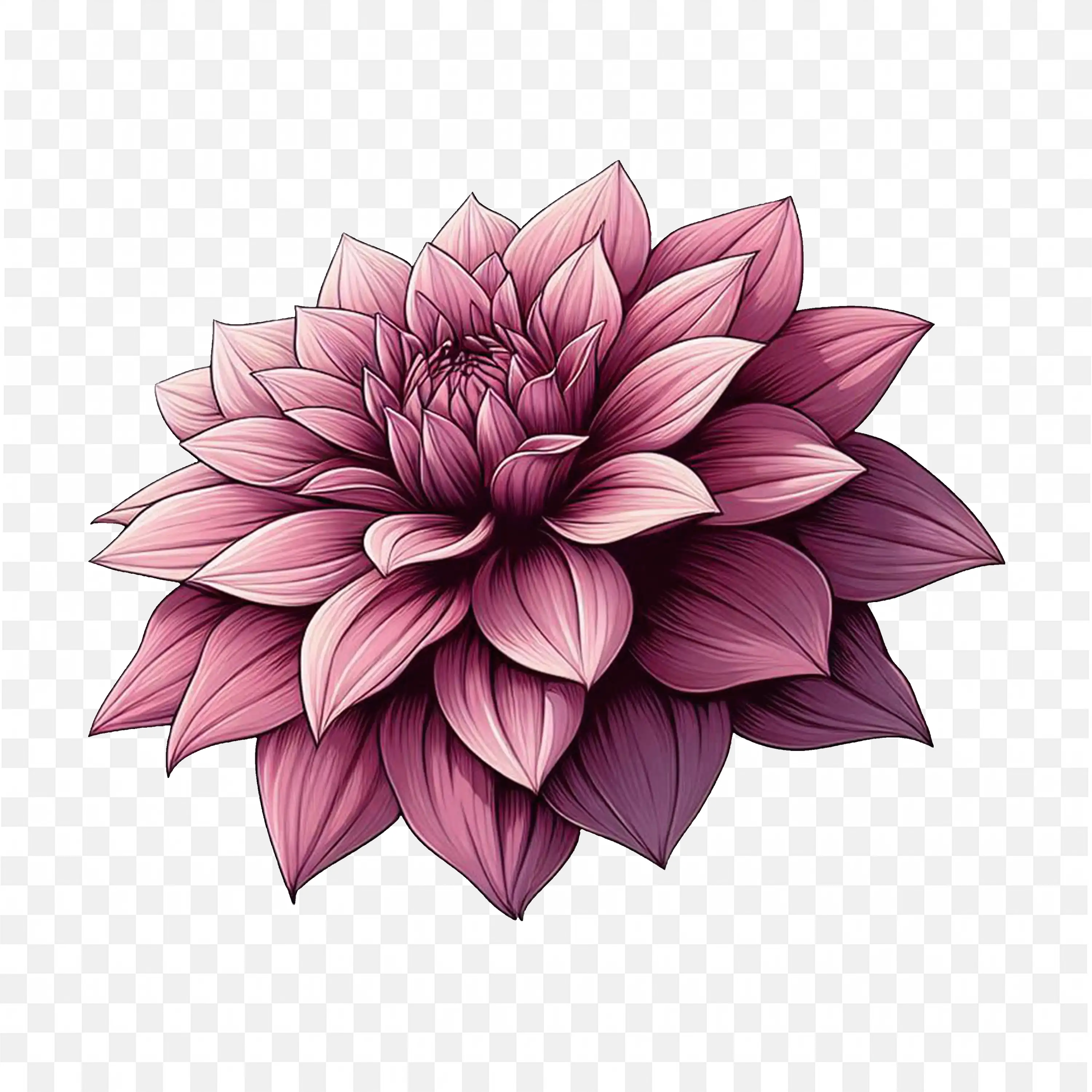 Purple Dahlia Flower PNG Detailed Botanical Nature Art