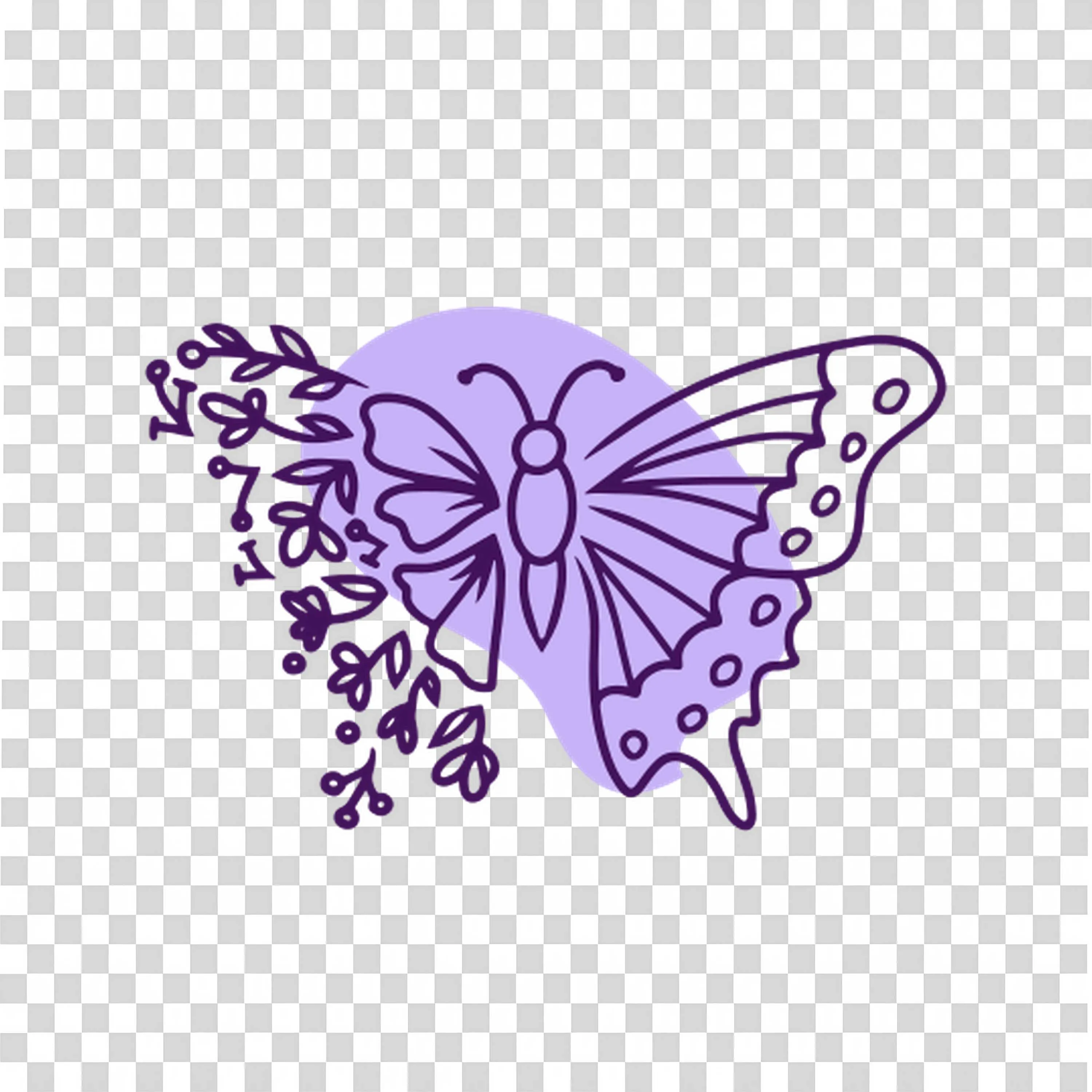 Purple Floral Butterfly Symbolizes Graceful Hope Free PNG