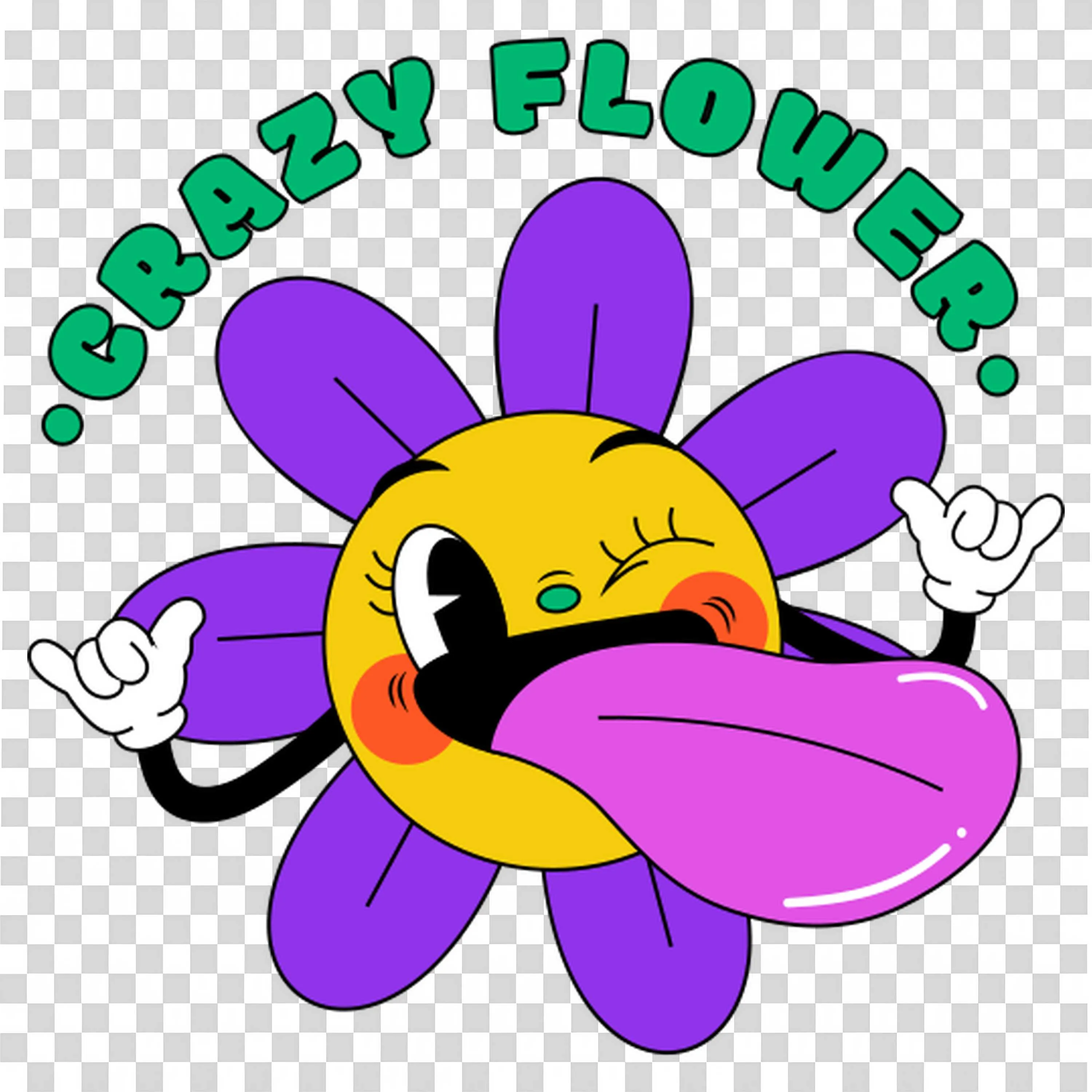Purple Flower Character Making a Silly Funny Face PNG