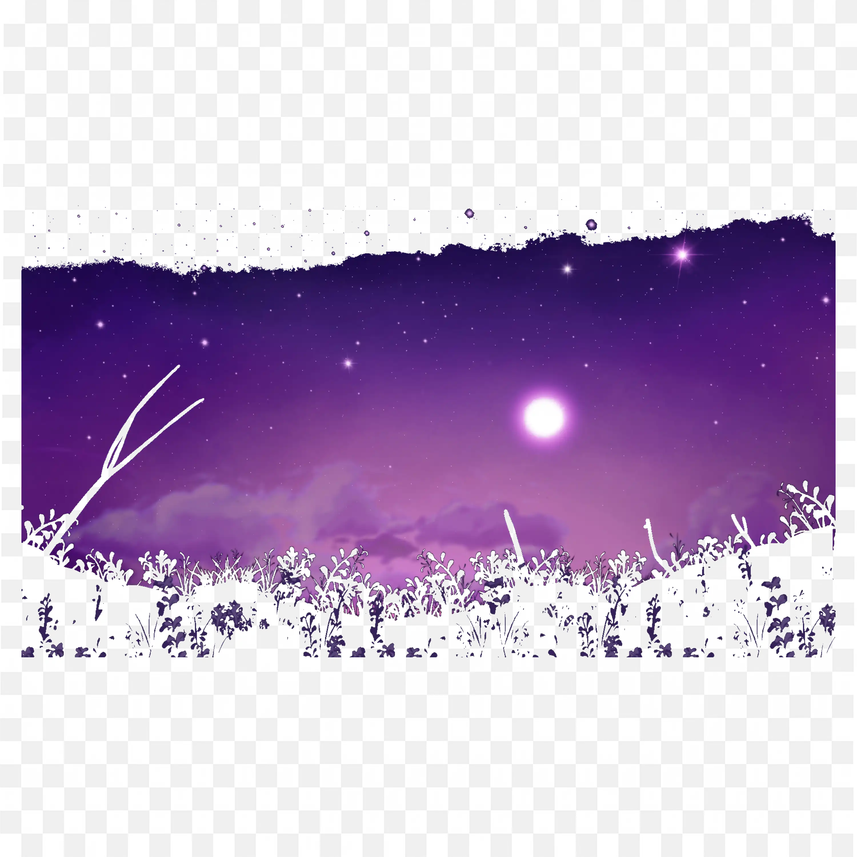 Purple Night Sky with Stars and Moons Fantasy PNG