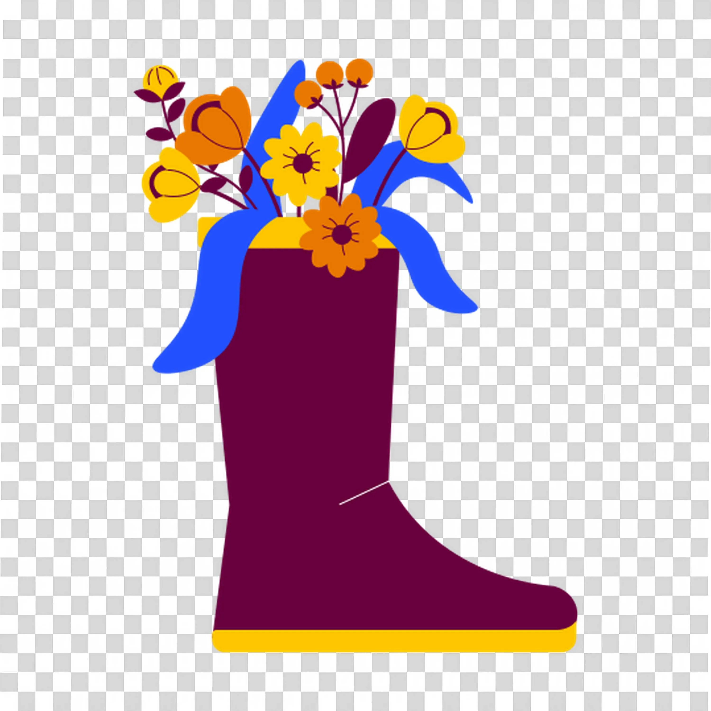 Purple Rain Boot Overflowing with Orange Blossoms PNG