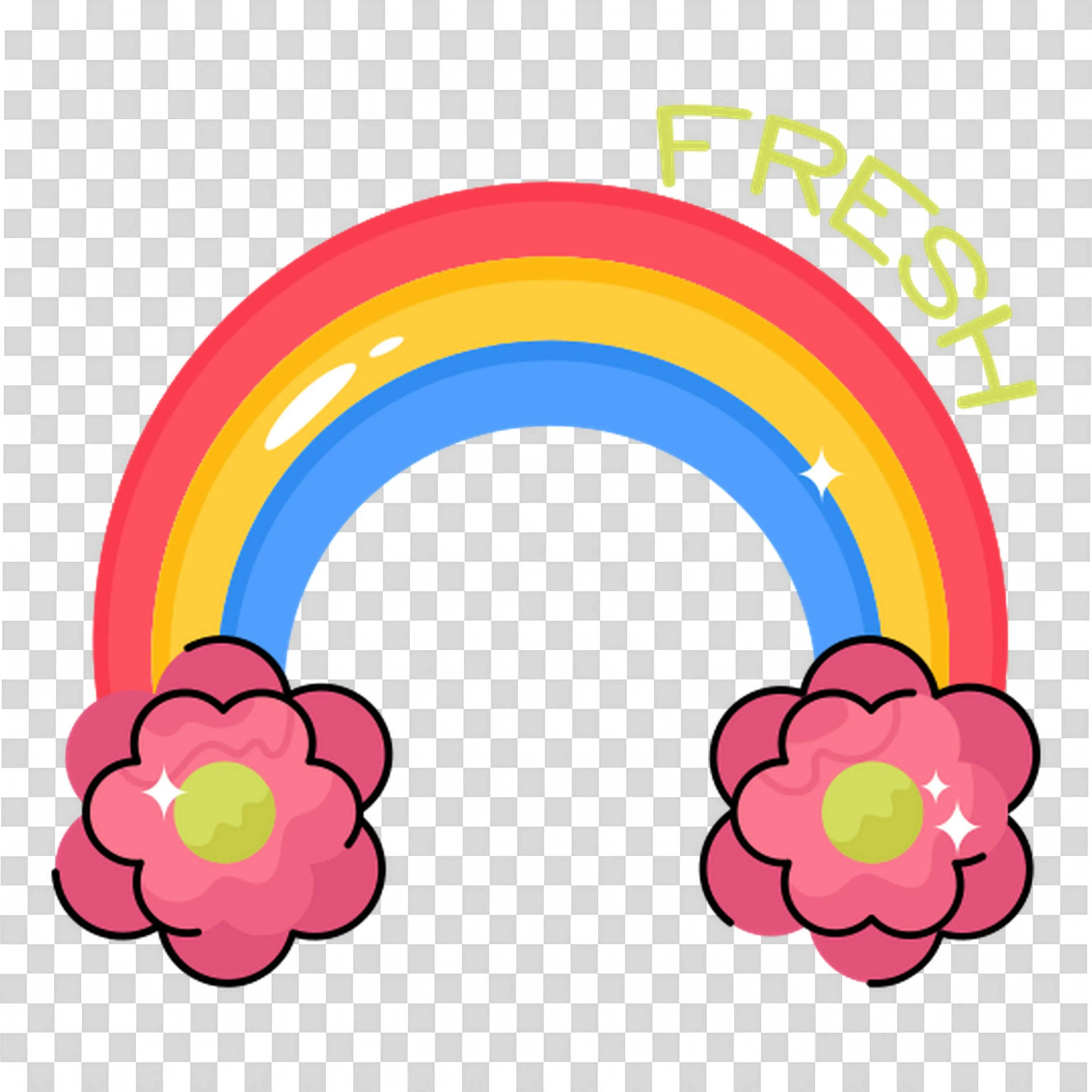 Rainbow and Flowers Show Fresh Happy Energy PNGImage