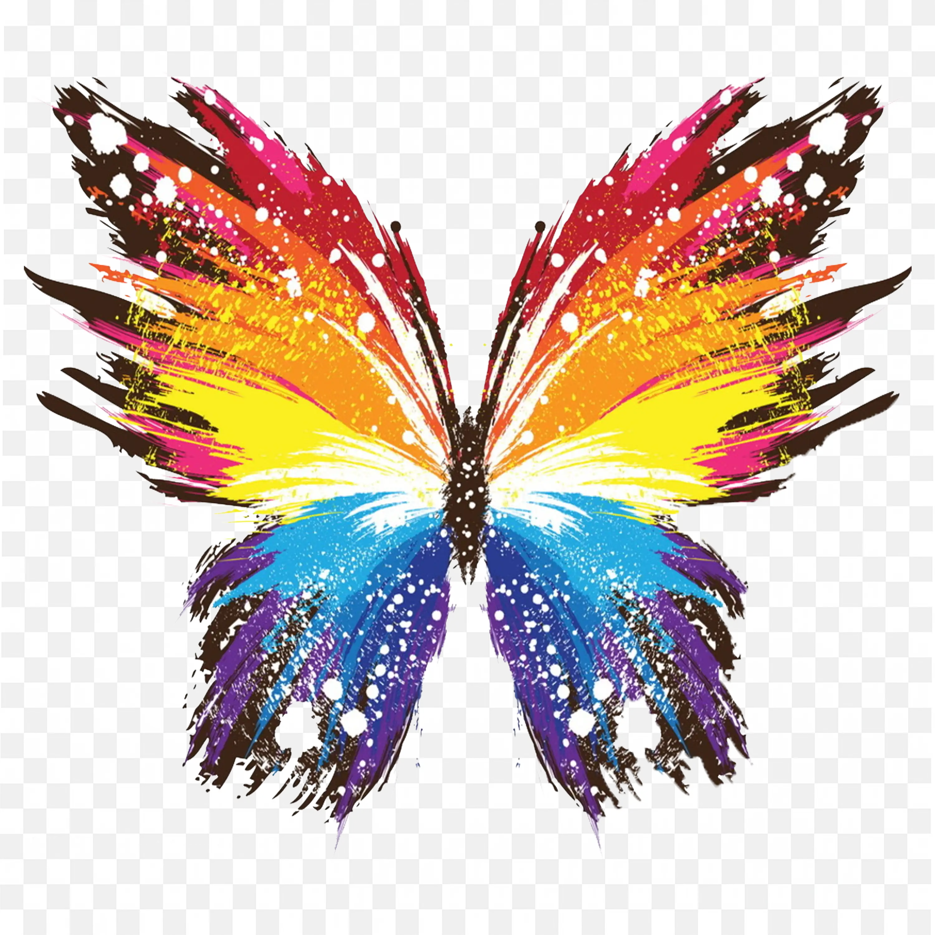 Rainbow Butterfly PNG Nature Insect Clip Art Vibrant Art