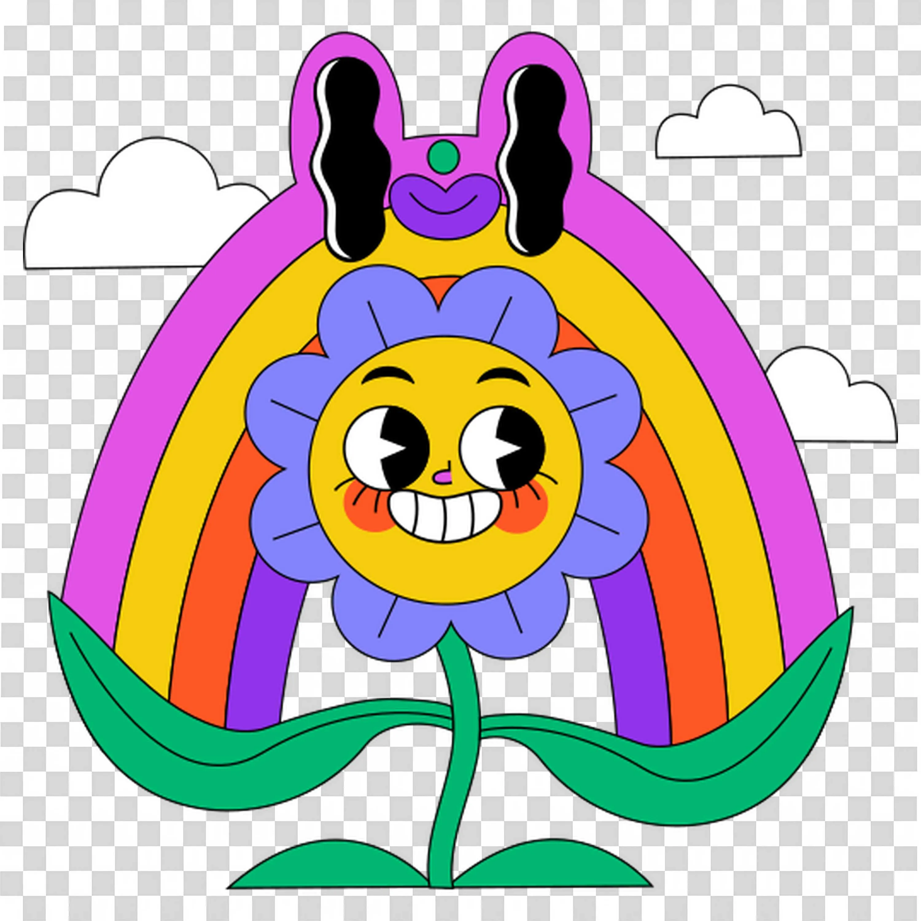 Rainbow Flower Radiates Positive Joy Free PNGDownload