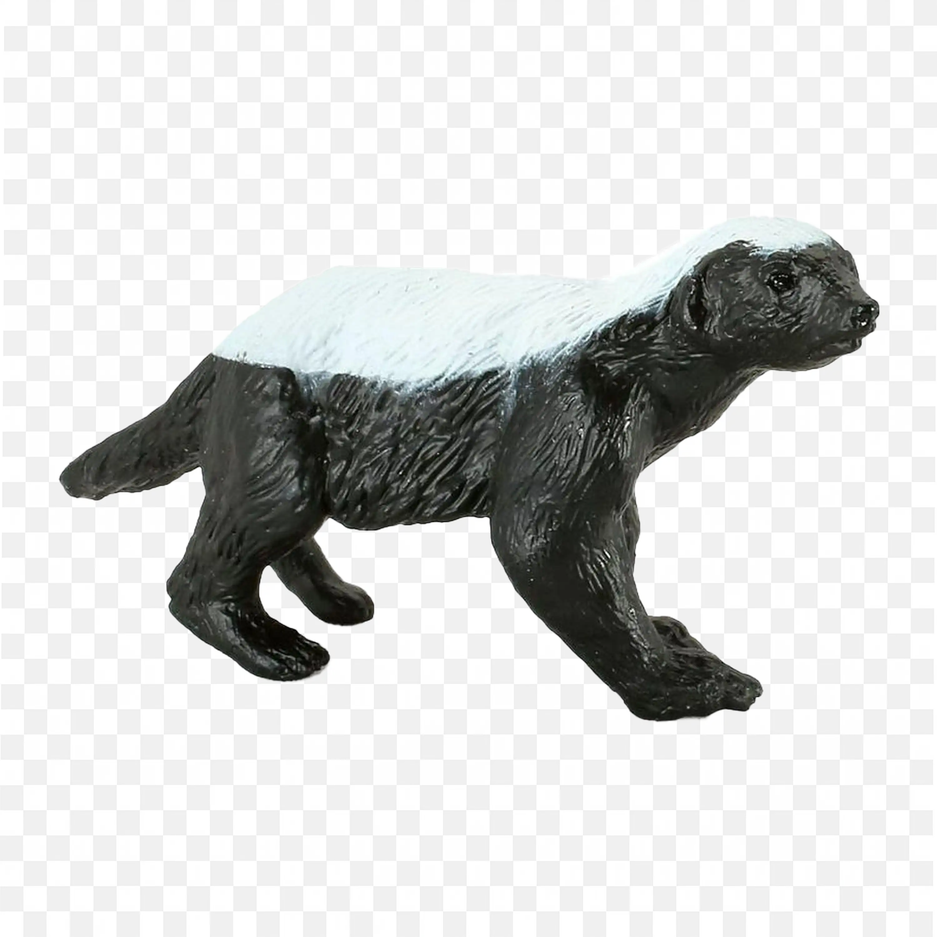 Realistic Honey Badger Figurine Black and White Animal Art