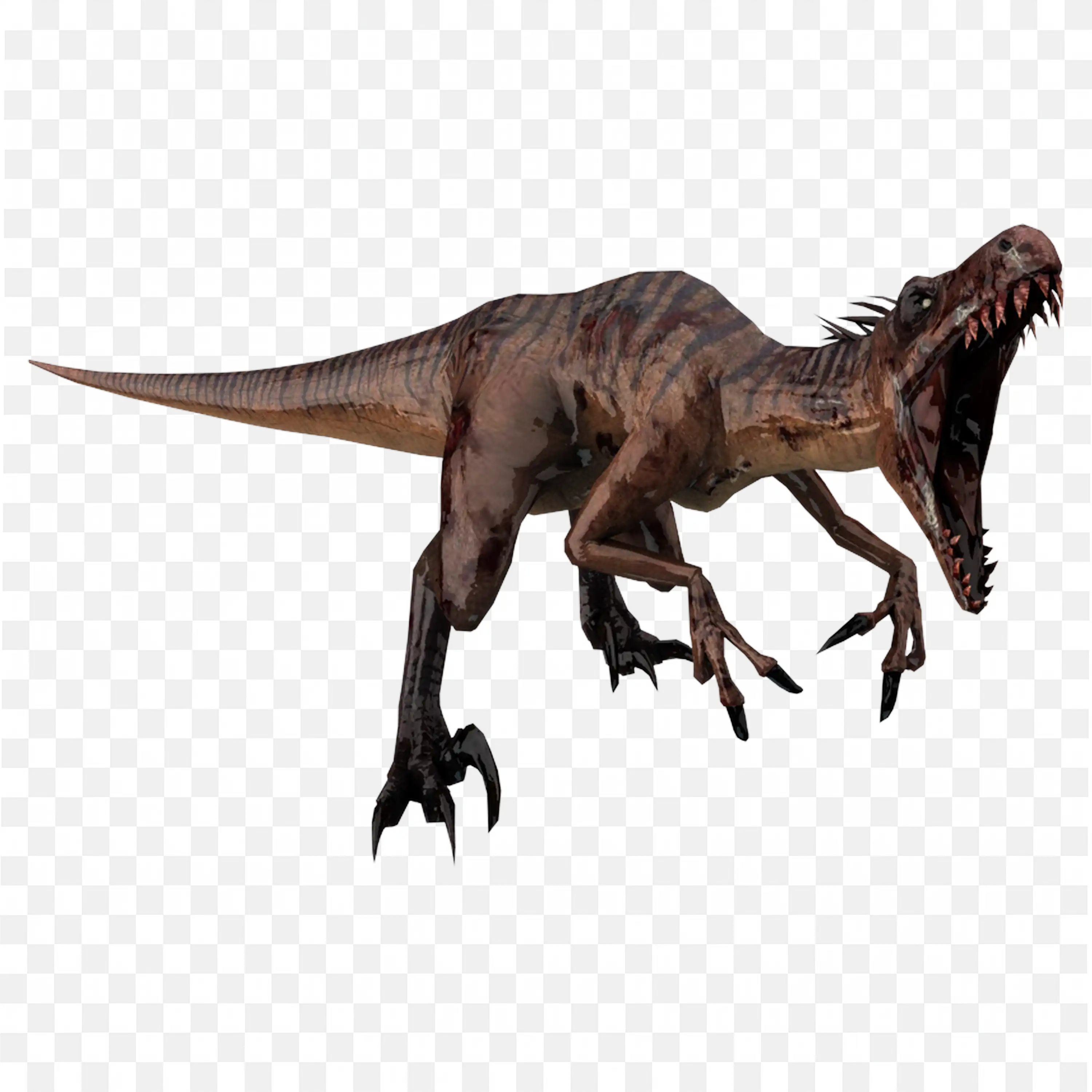 Realistic Velociraptor Dinosaur Running Transparent