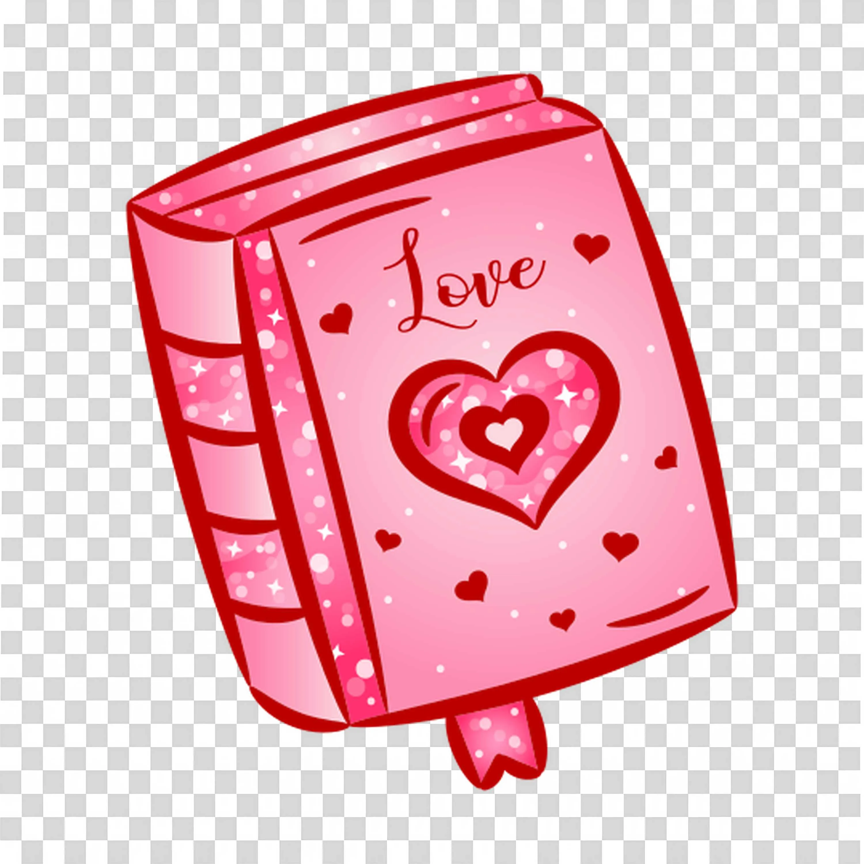 Red Book with Heart Symbol and Bookmark Tag Png Download
