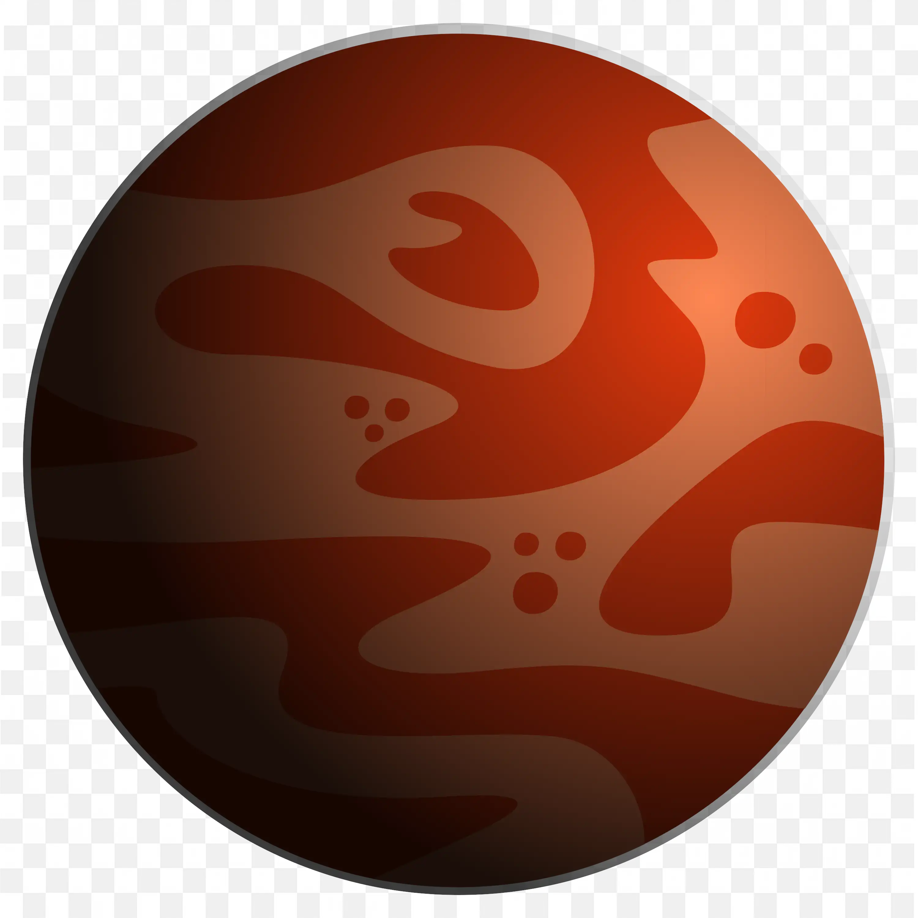 Red and Brown Planet with Craters PNG Cartoon Design