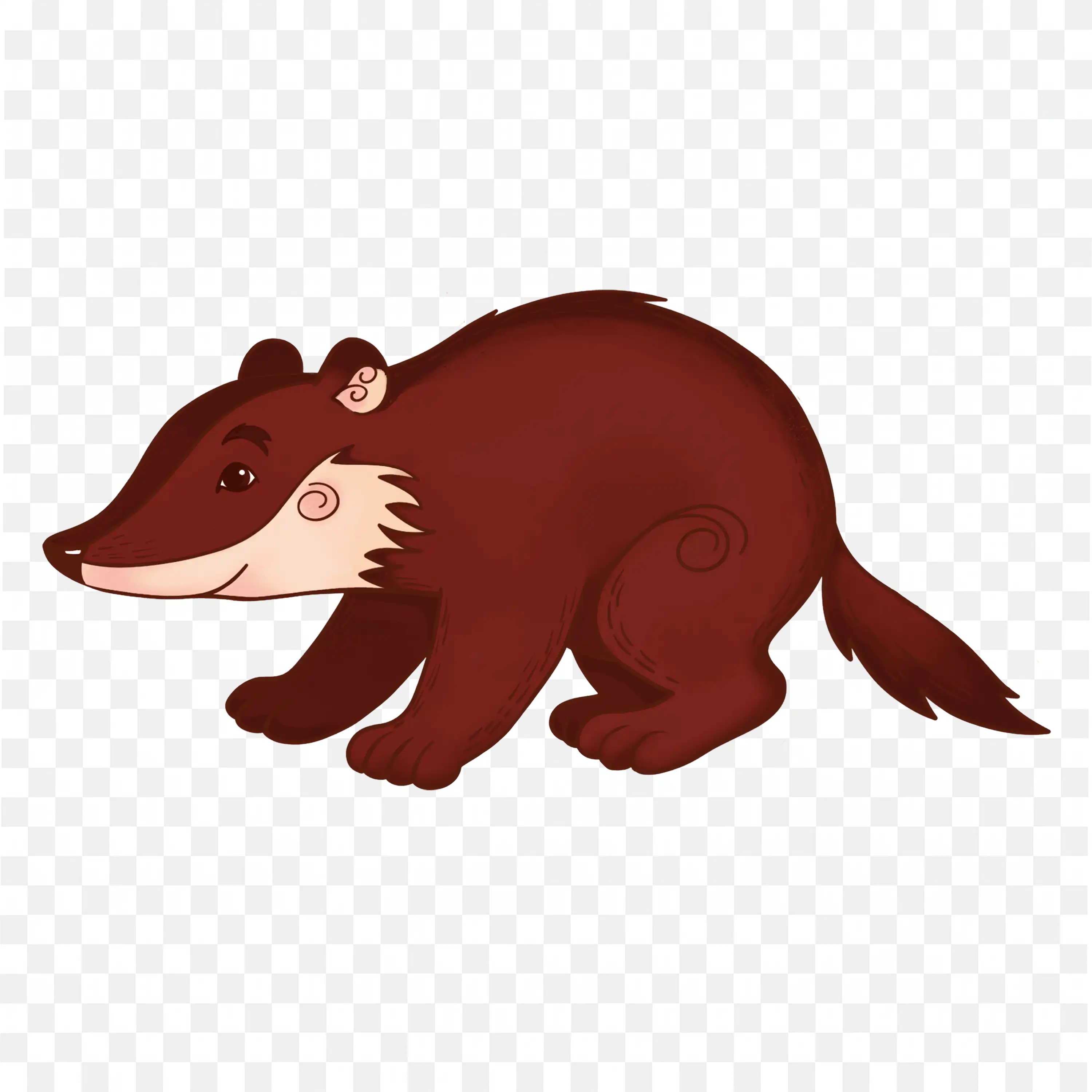 Red Cartoon Badger PNG Cute Forest Animal Clipart
