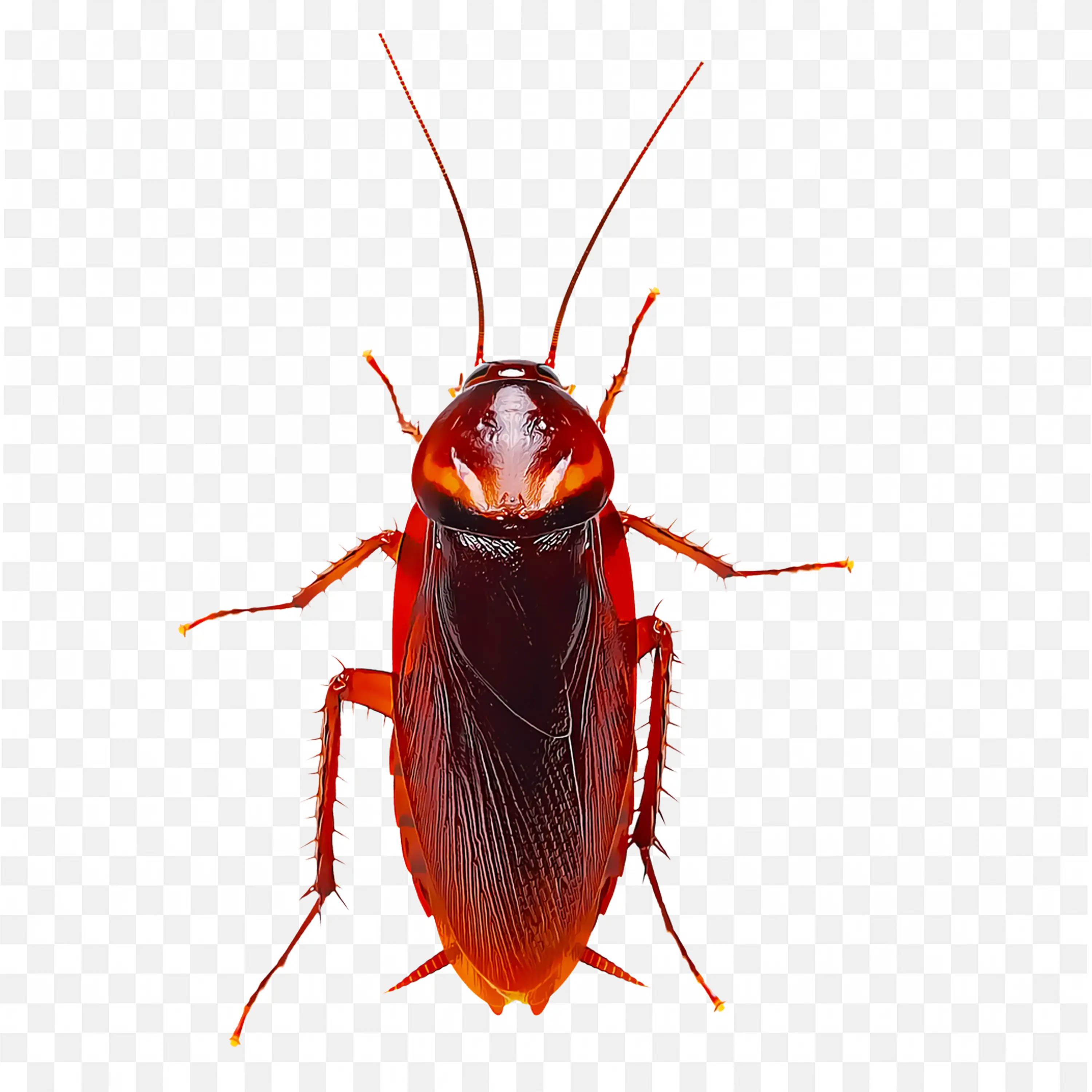 Red Cockroach Top View Detailed Transparent Bug PNG