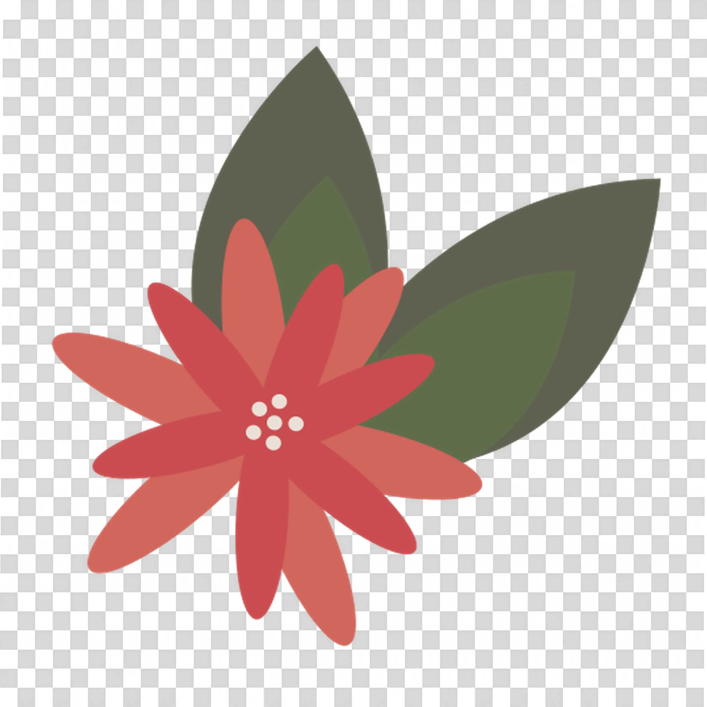 Red Flower Petals with Green Leaves Background PNG