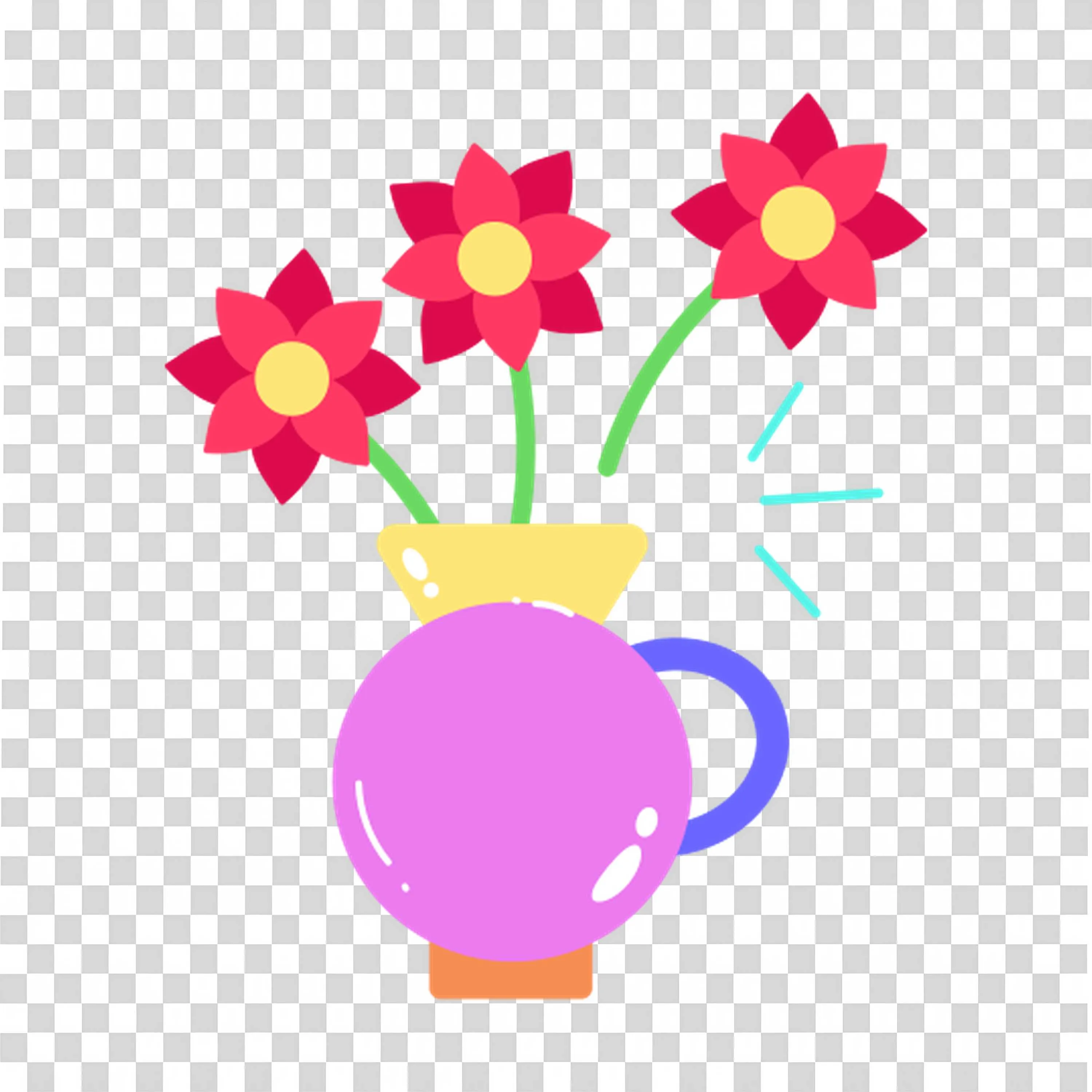 Red Flowers in Vase Highlight Home Decor Ideas Free PNG